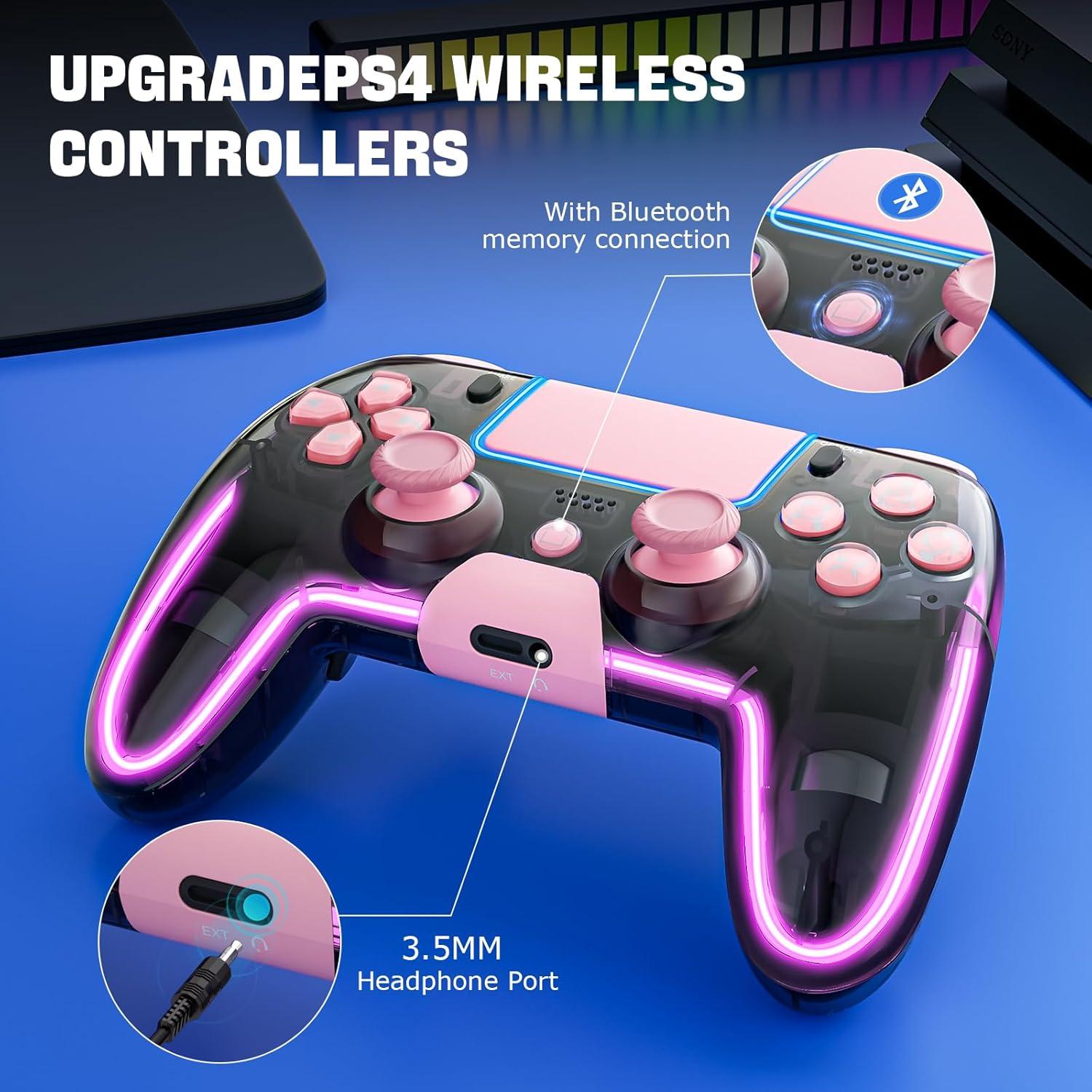 Controlador Inalámbrico BRHE Rosa para PS4 con RGB