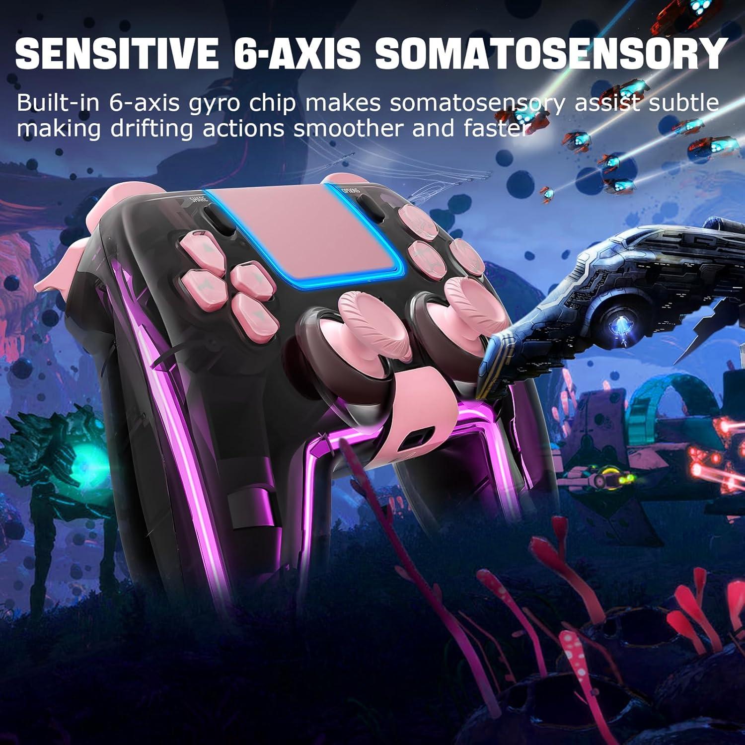 Controlador Inalámbrico BRHE Rosa para PS4 con RGB