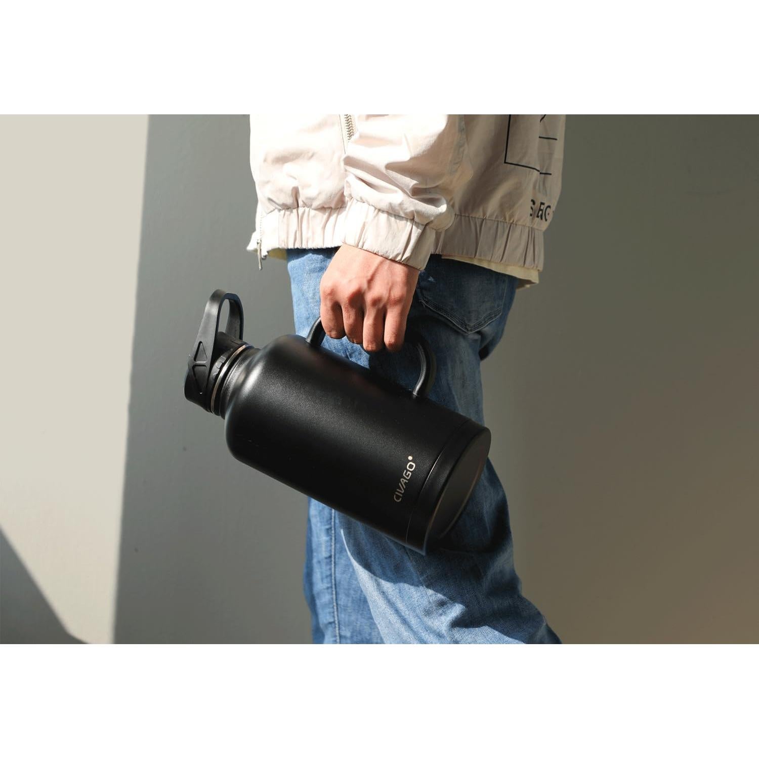 Botella de Agua CIVAGO 1.89L Acero Inoxidable con 3 Tapas