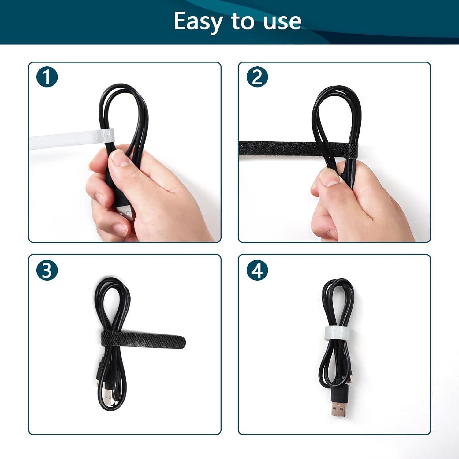 Bridas Reutilizables SGLXQ 50 Pcs Organizador de Cables