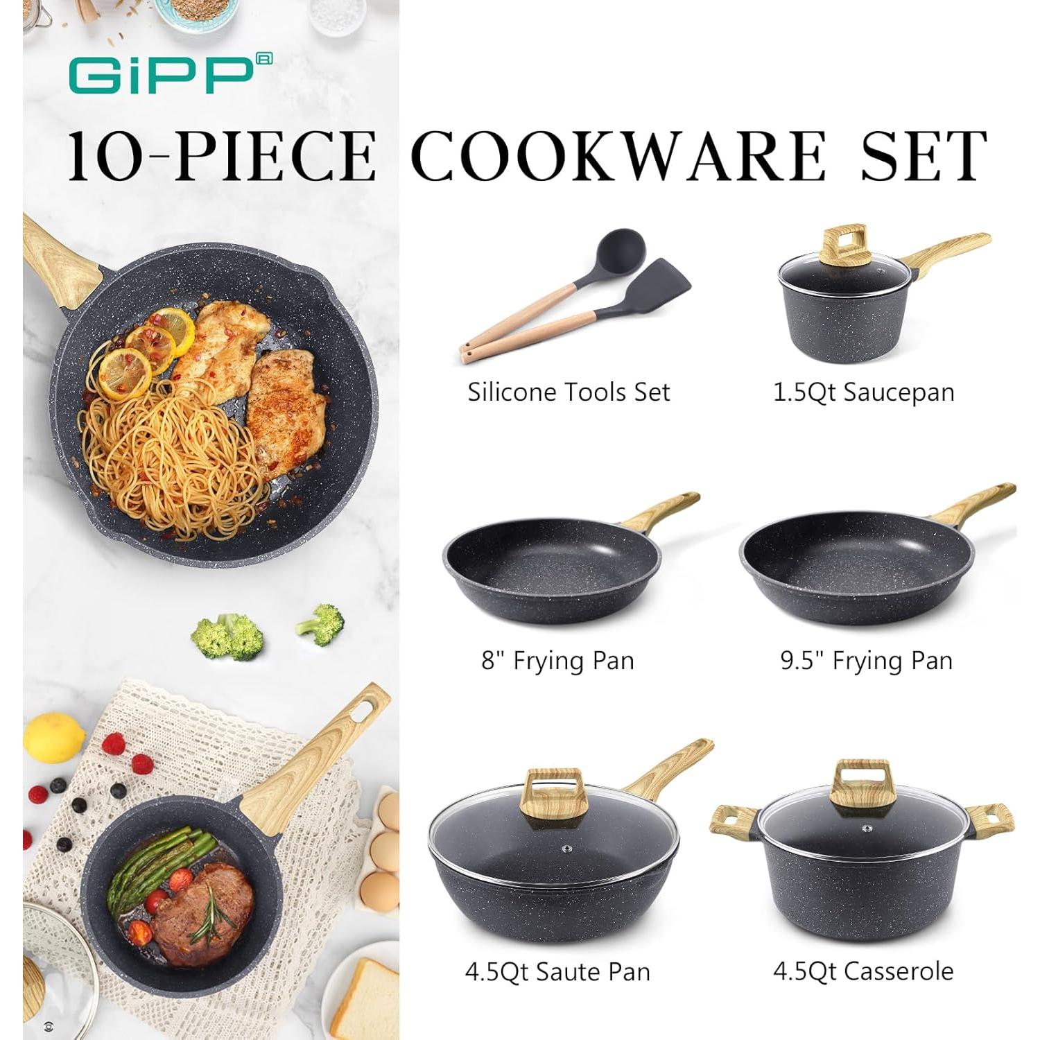Juego de Ollas y Sartenes GiPP Antiadherente 10 Piezas