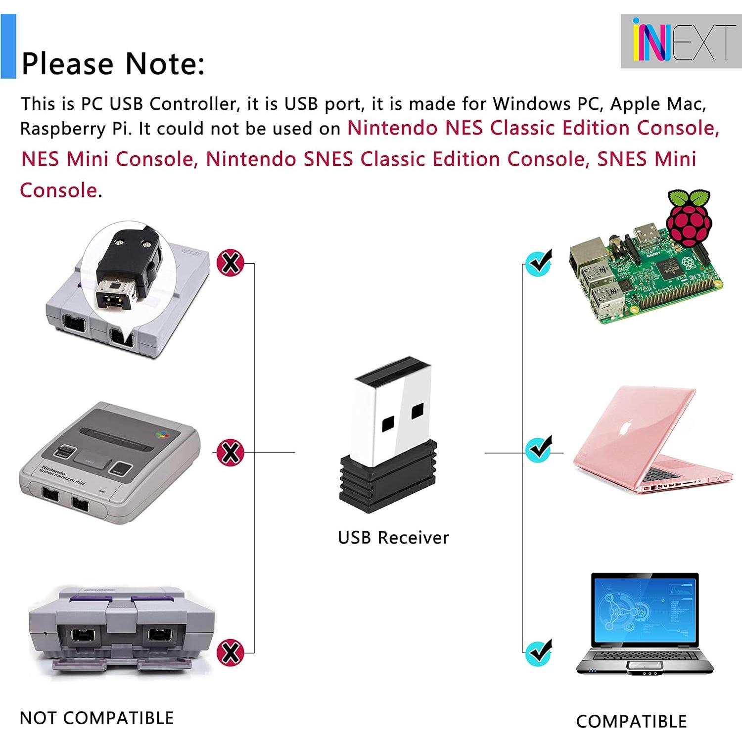 Controlador Inalámbrico USB iNNEXT SNES Retro 16.5x10.9cm