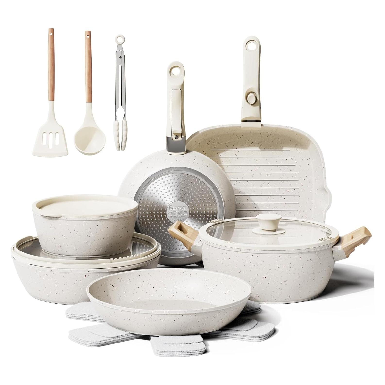 Juego de 19 Piezas Bazova Ollas y Sartenes Antiadherente