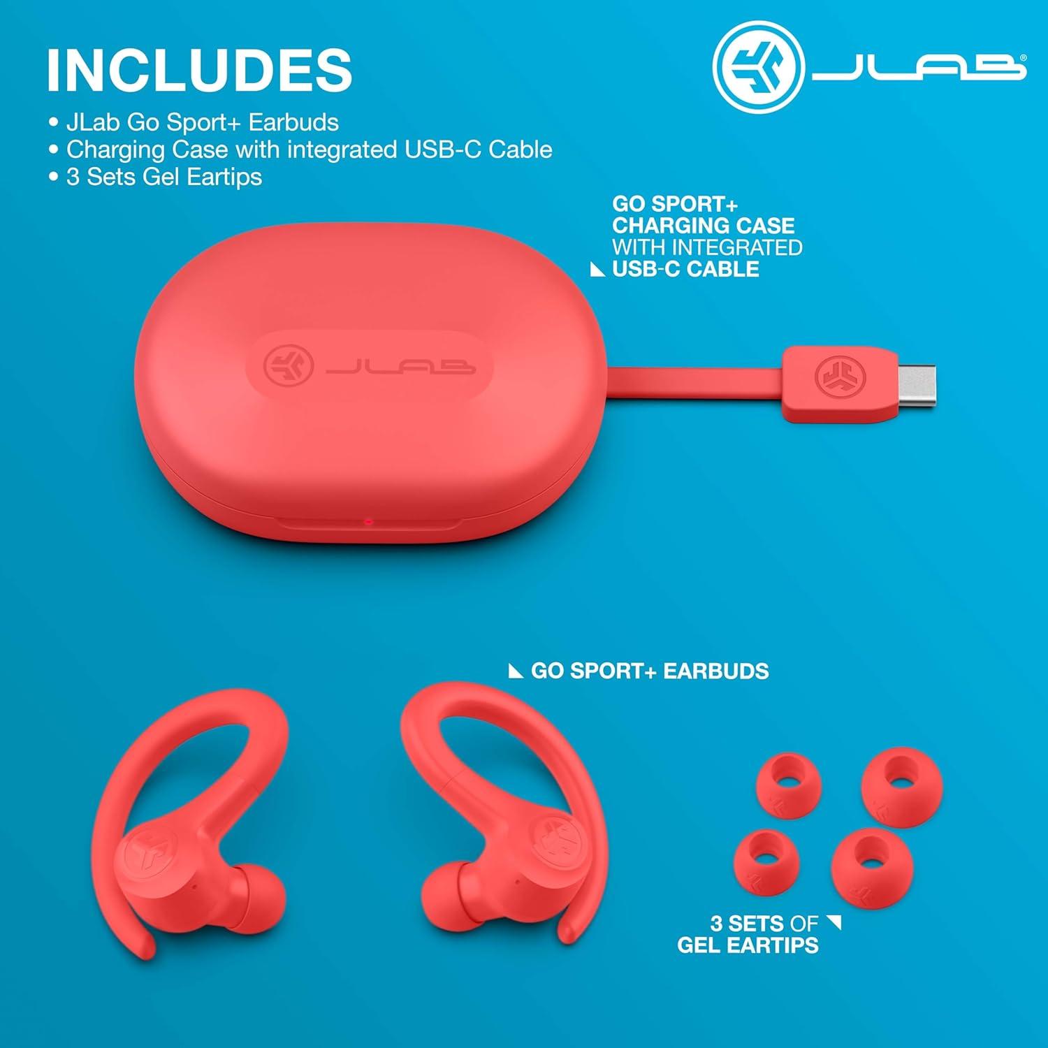 Auriculares Inalámbricos JLab Go Air Sport+ Coral 35h Bluetooth