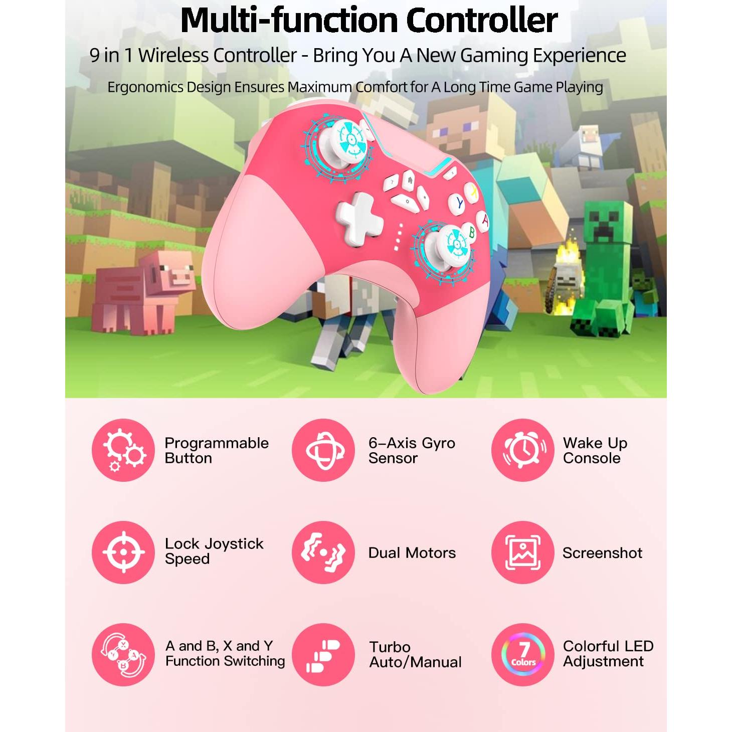 Juego de 2 Controladores Bluetooth Aghi para Nintendo Switch