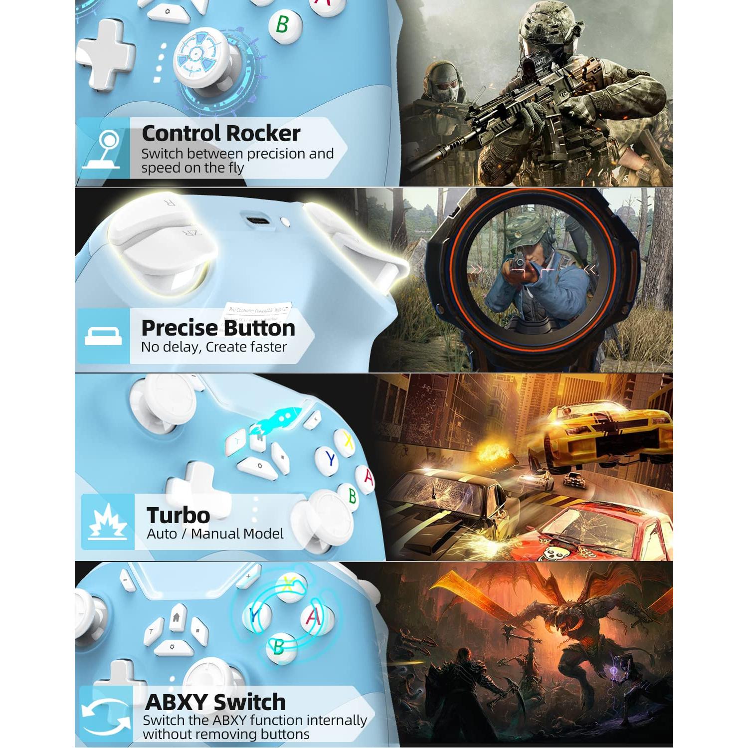 Juego de 2 Controladores Bluetooth Aghi para Nintendo Switch