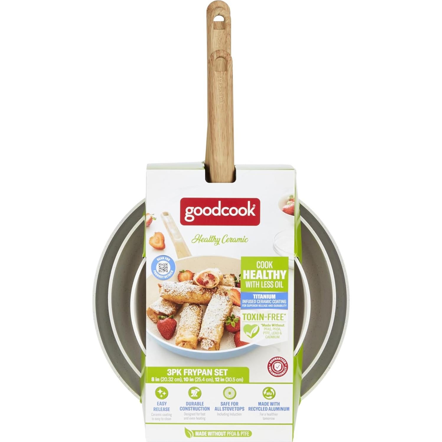Juego de Sartenes GoodCook 3 Piezas Cerámica Antiadherente