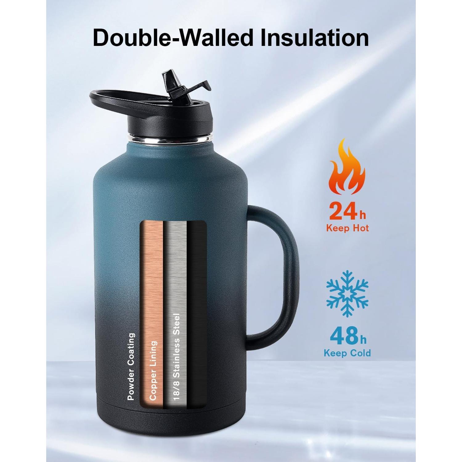 Botella de Agua Trebo 1.89L Aislada con Asa y Sorbete