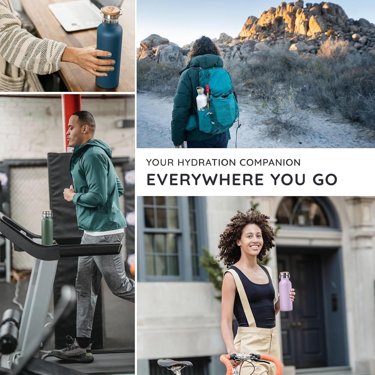 Botella de Agua Aislada Bambaw 750ml Acero Inoxidable Gris