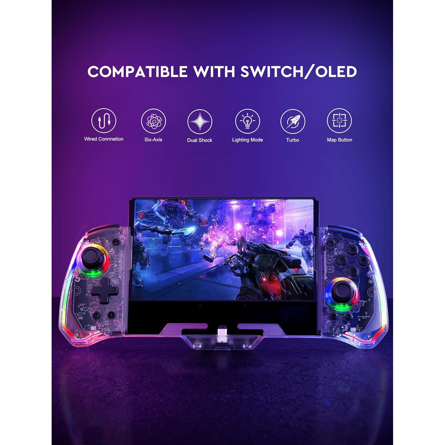 Controlador Joypad Clear Switch momen con LED y vibración