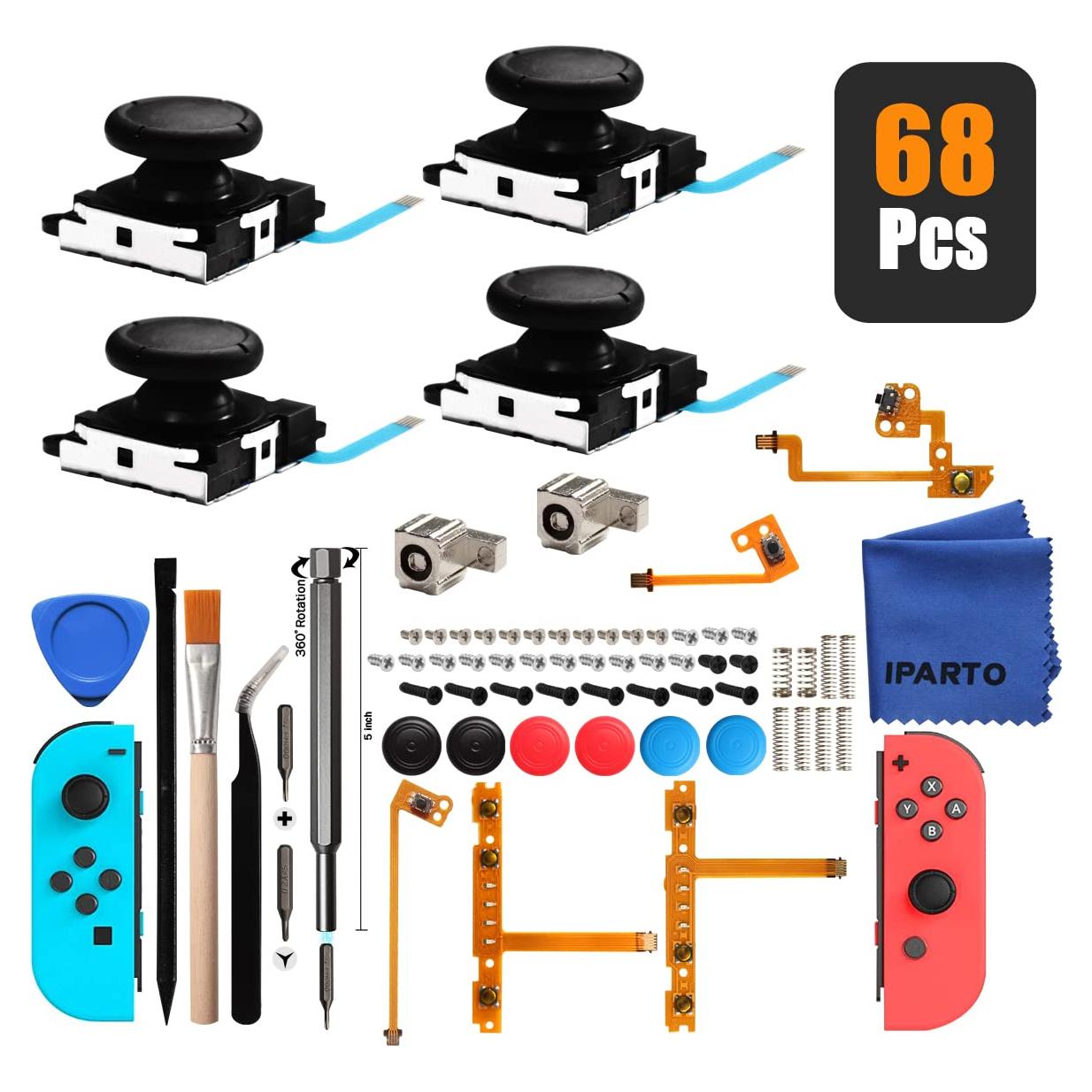 iParto Kit Reparación Joy-Con Nintendo Switch 68 Piezas