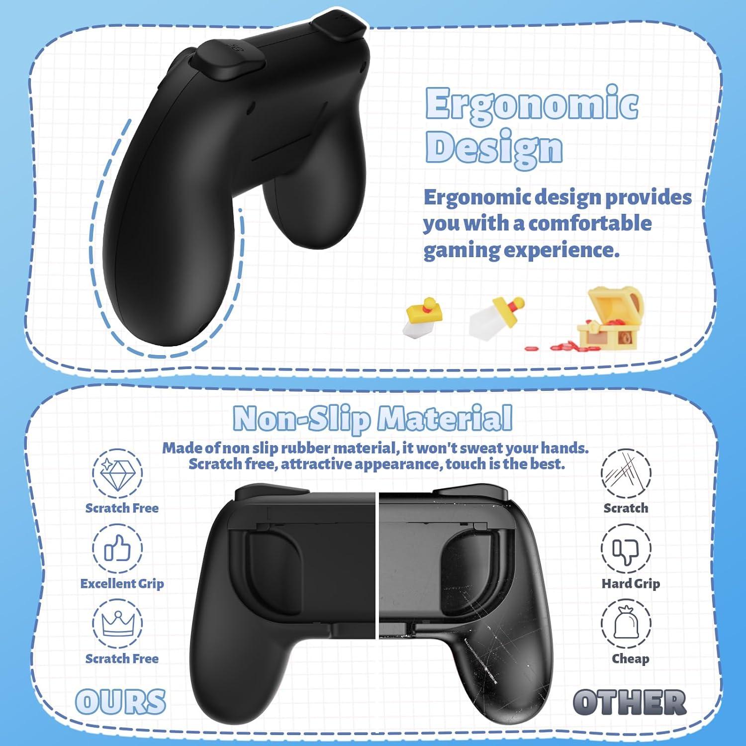 Agarre para Joy-Con FASTSNAIL Negro - Kit Ergonómico 2 Pzs