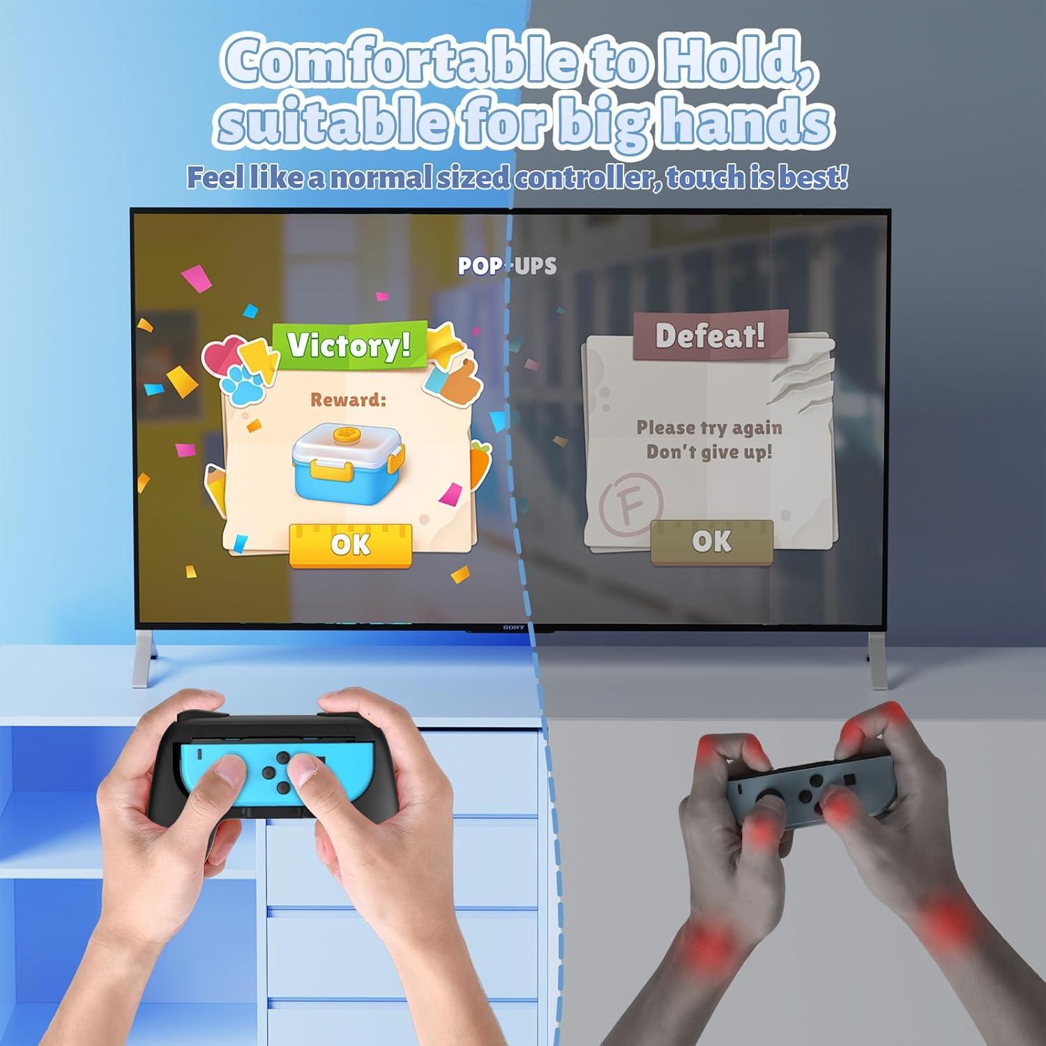 Agarre para Joy-Con FASTSNAIL Negro - Kit Ergonómico 2 Pzs