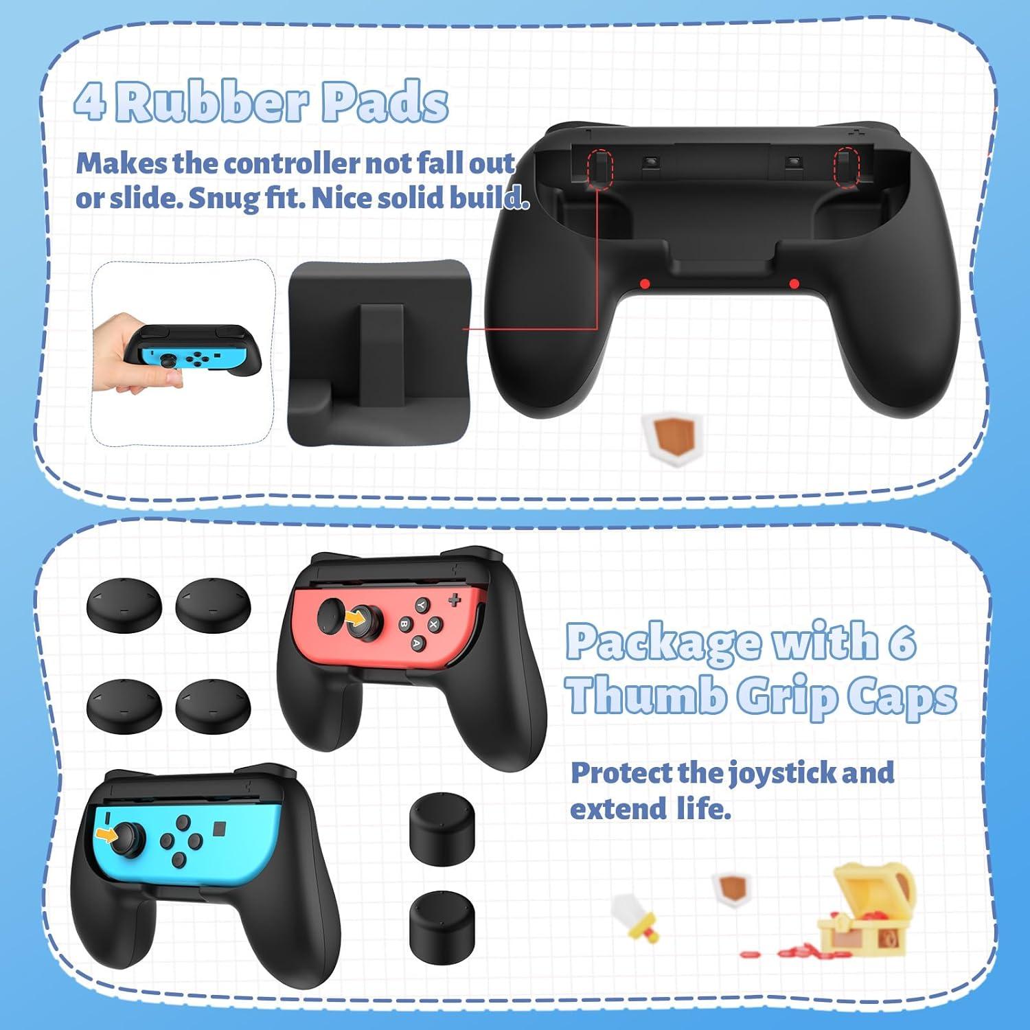 Agarre para Joy-Con FASTSNAIL Negro - Kit Ergonómico 2 Pzs