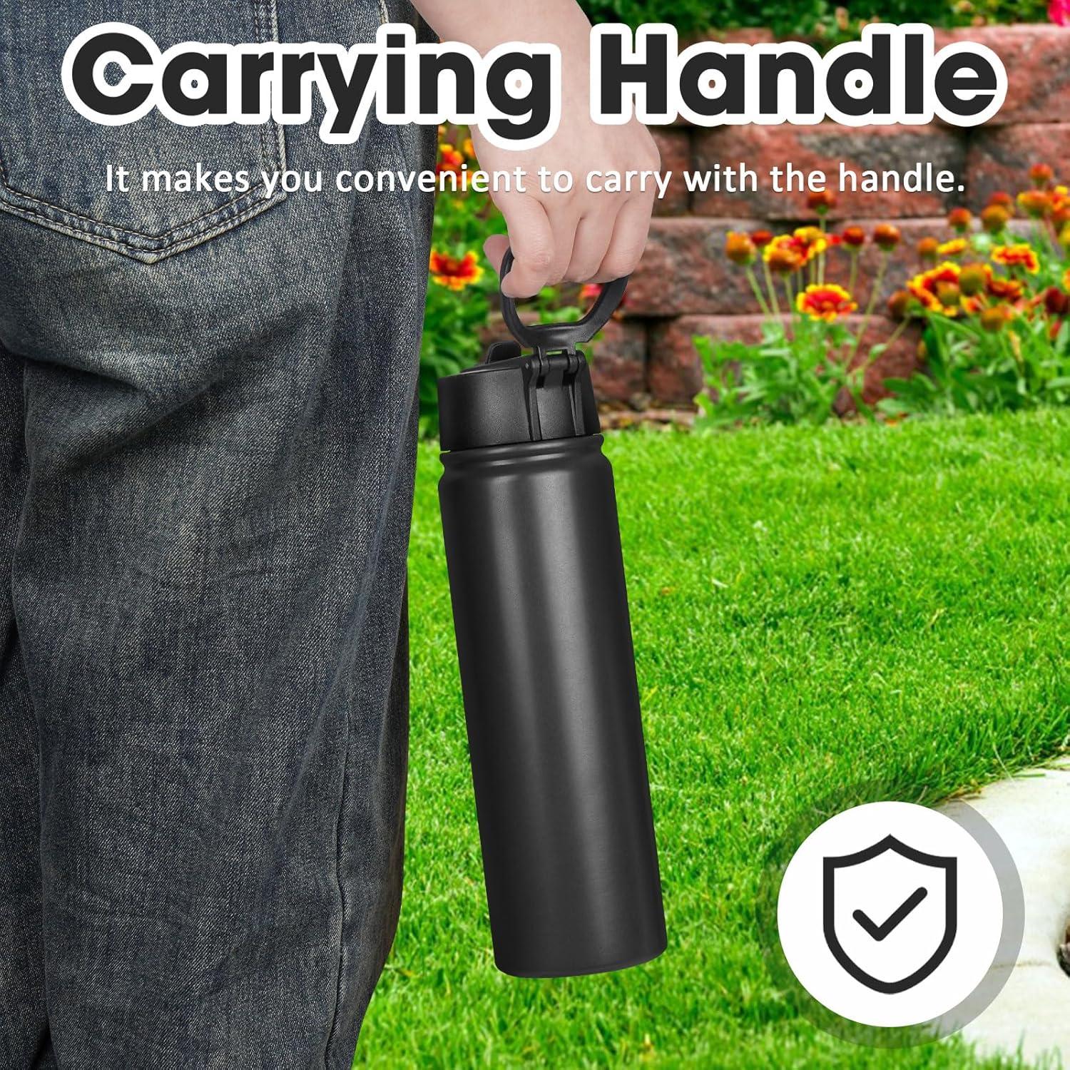 Botella de Agua Aislada ERTOOE 1.5L con Pajilla y Tapa