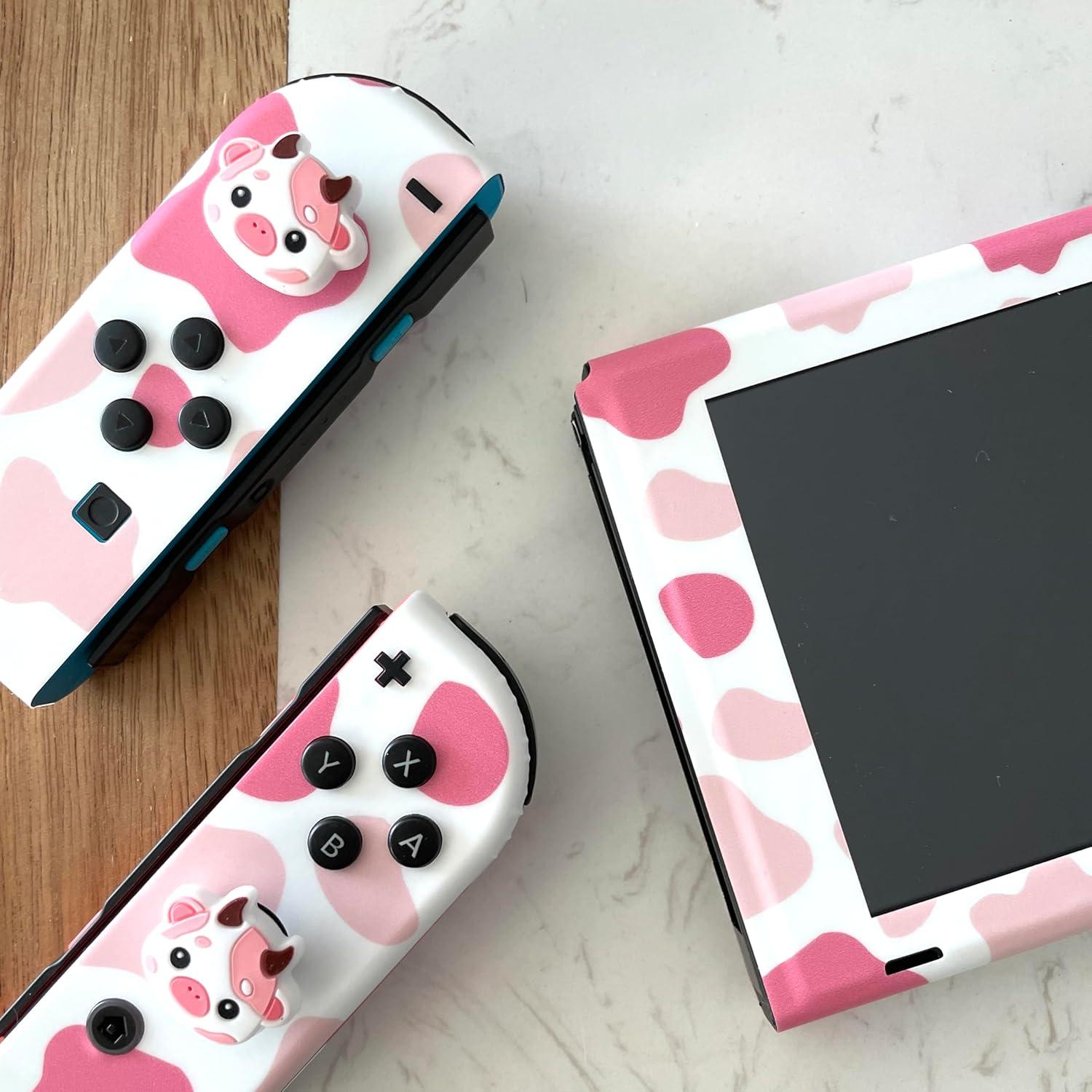Tapas de agarre Joycon StickieTech Rosa y Negro - Silicona