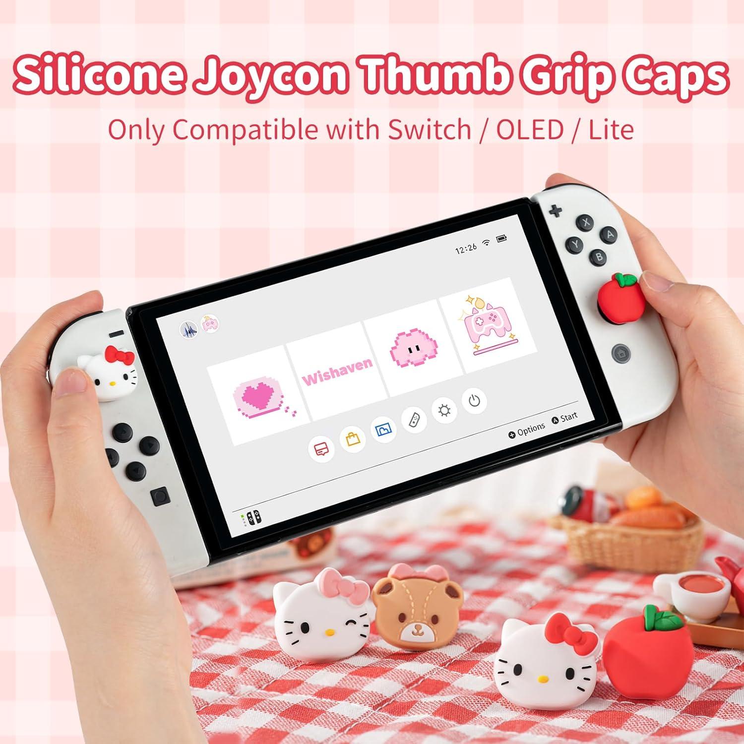 Tapa de Agarre Joycon WISHAVEN Gato y Manzana 4PCS