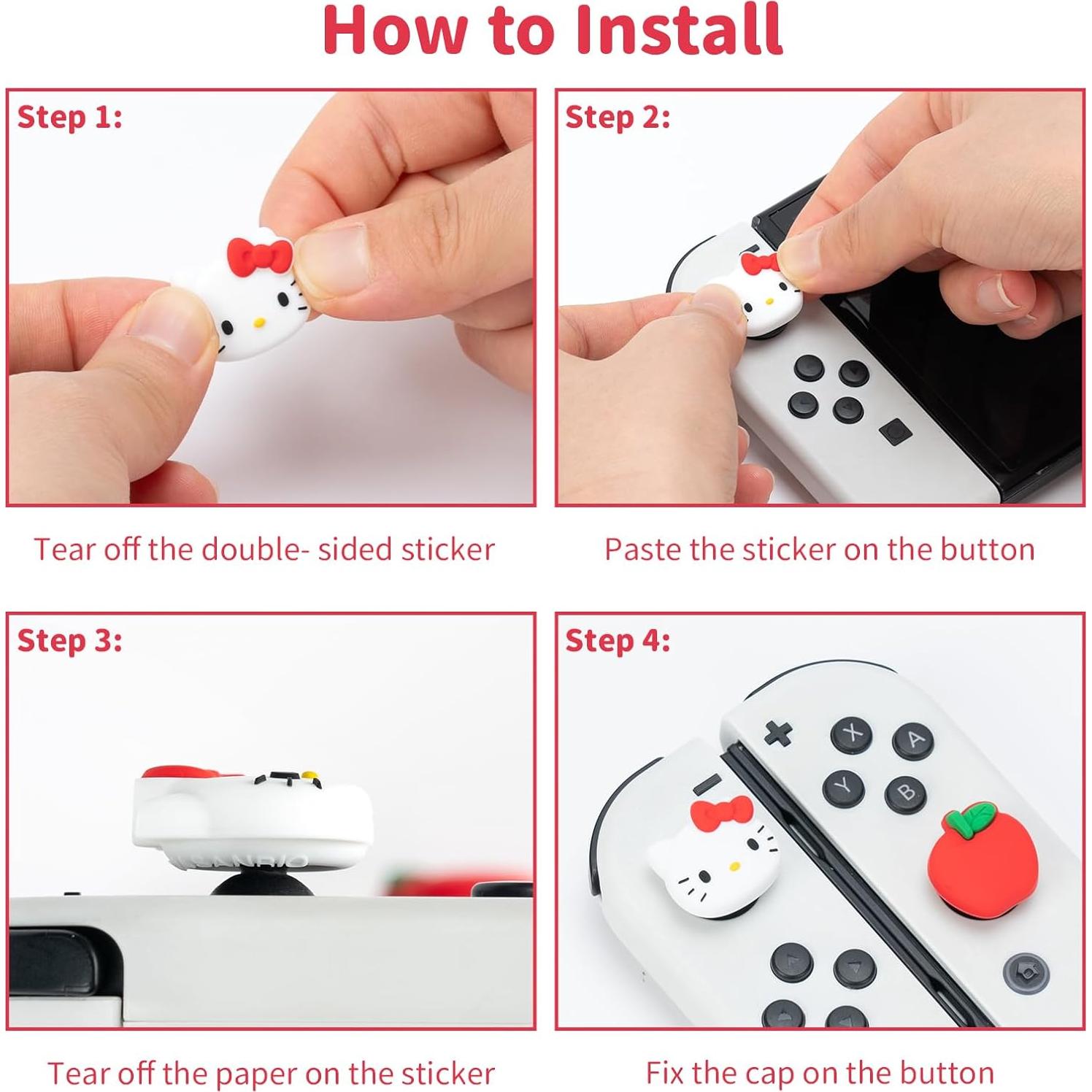 Tapa de Agarre Joycon WISHAVEN Gato y Manzana 4PCS