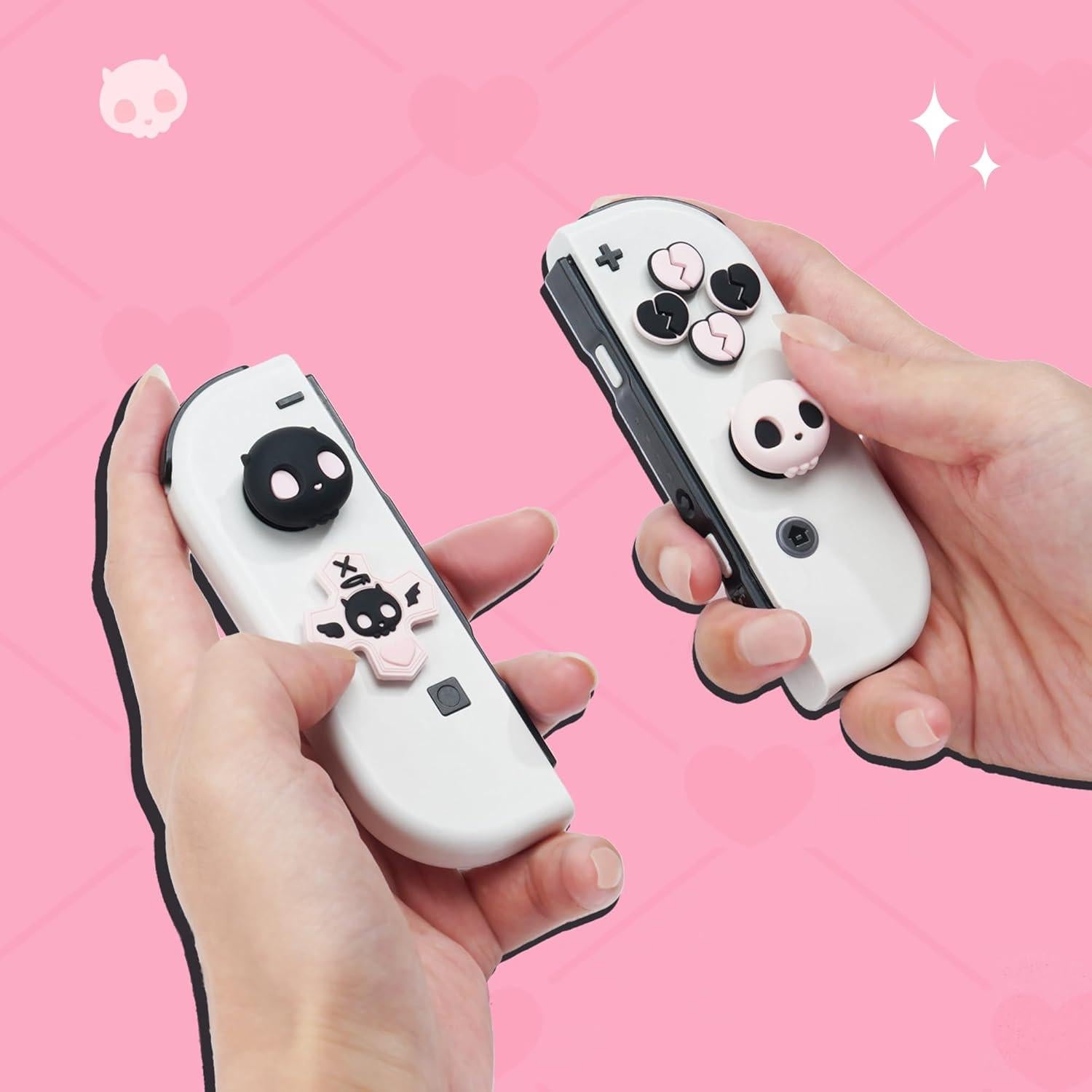 Conjunto de Tapas de Botones GeekShare para Switch - Calavera Rosa