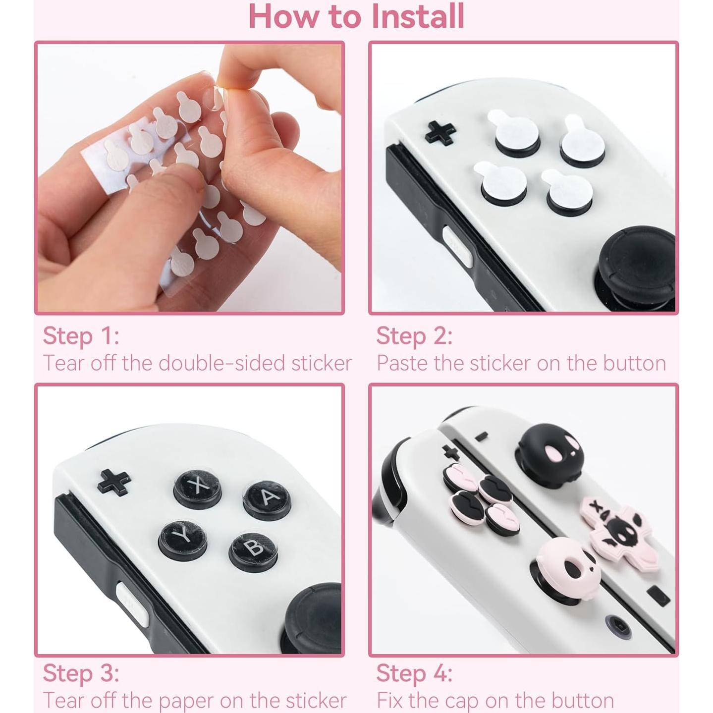 Conjunto de Tapas de Botones GeekShare para Switch - Calavera Rosa