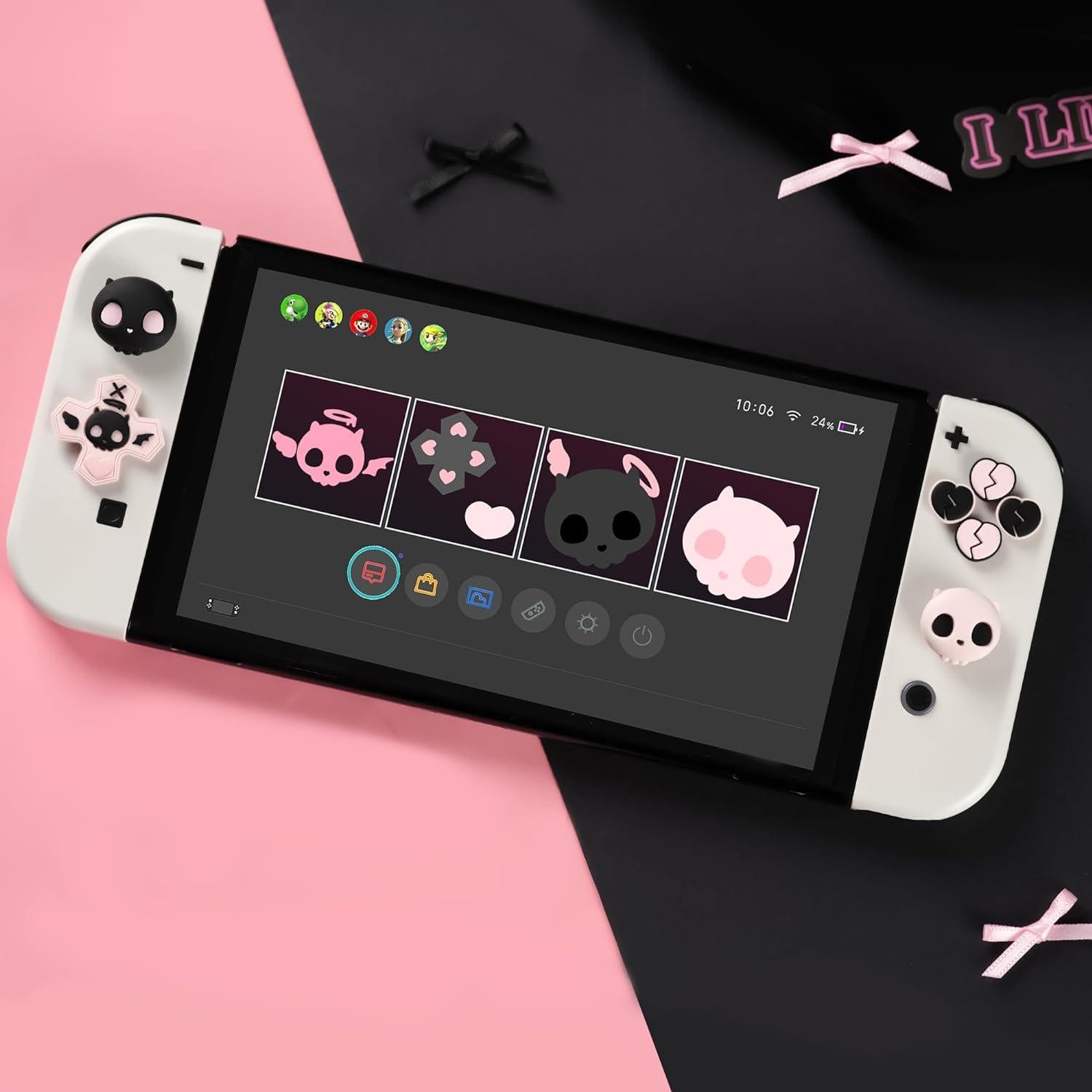 Conjunto de Tapas de Botones GeekShare para Switch - Calavera Rosa