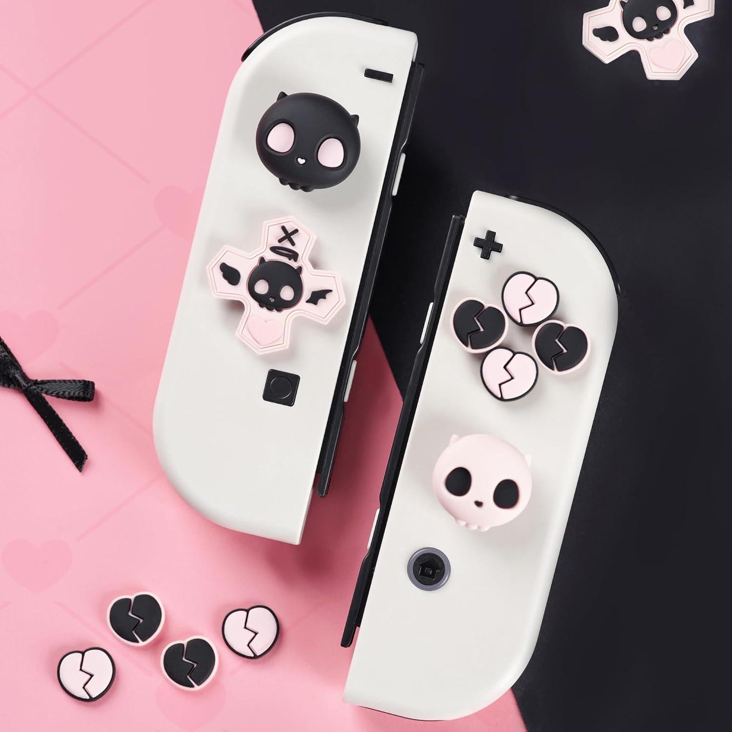 Conjunto de Tapas de Botones GeekShare para Switch - Calavera Rosa