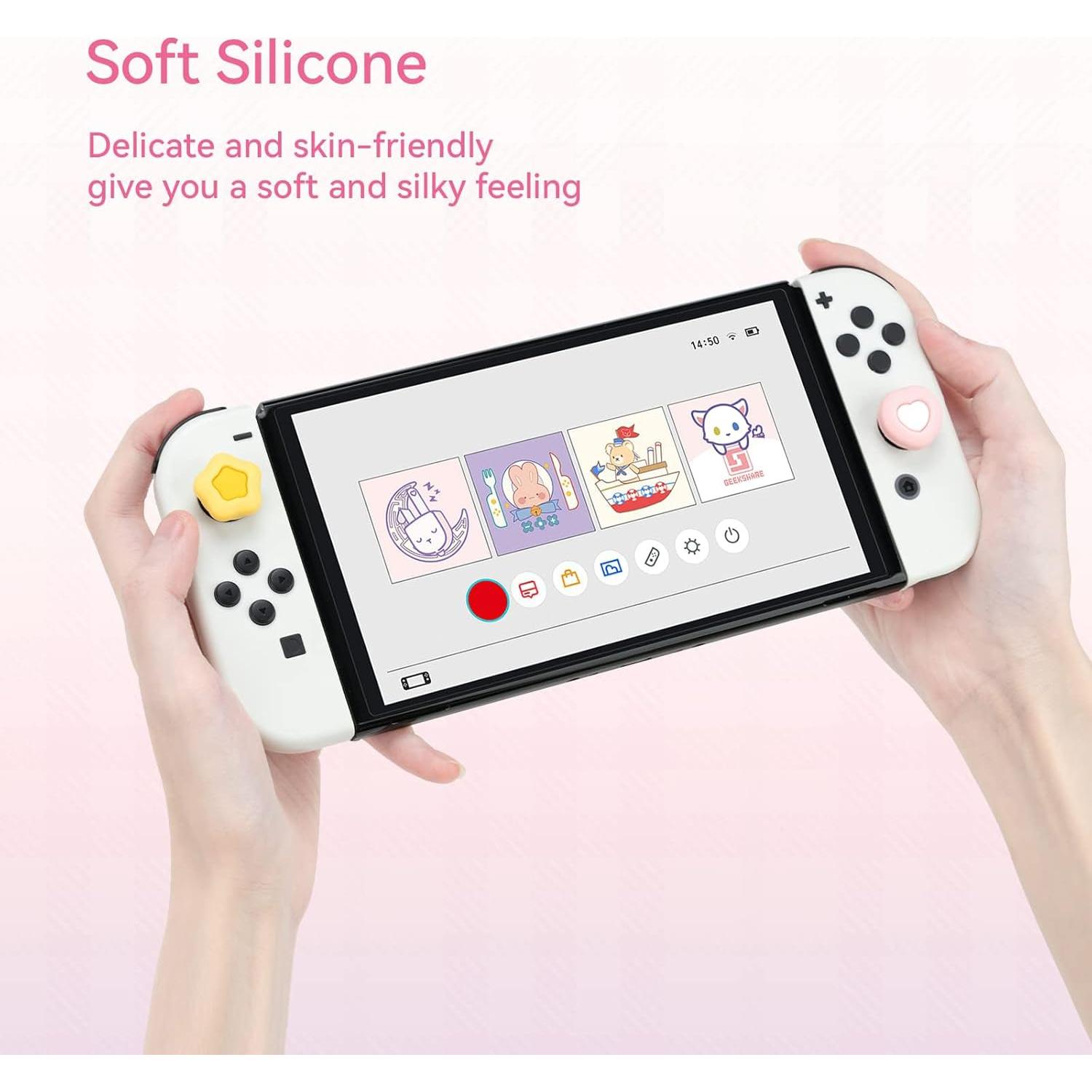 Tapones de Silicona GeekShare Corazón Crema para Joy-Con