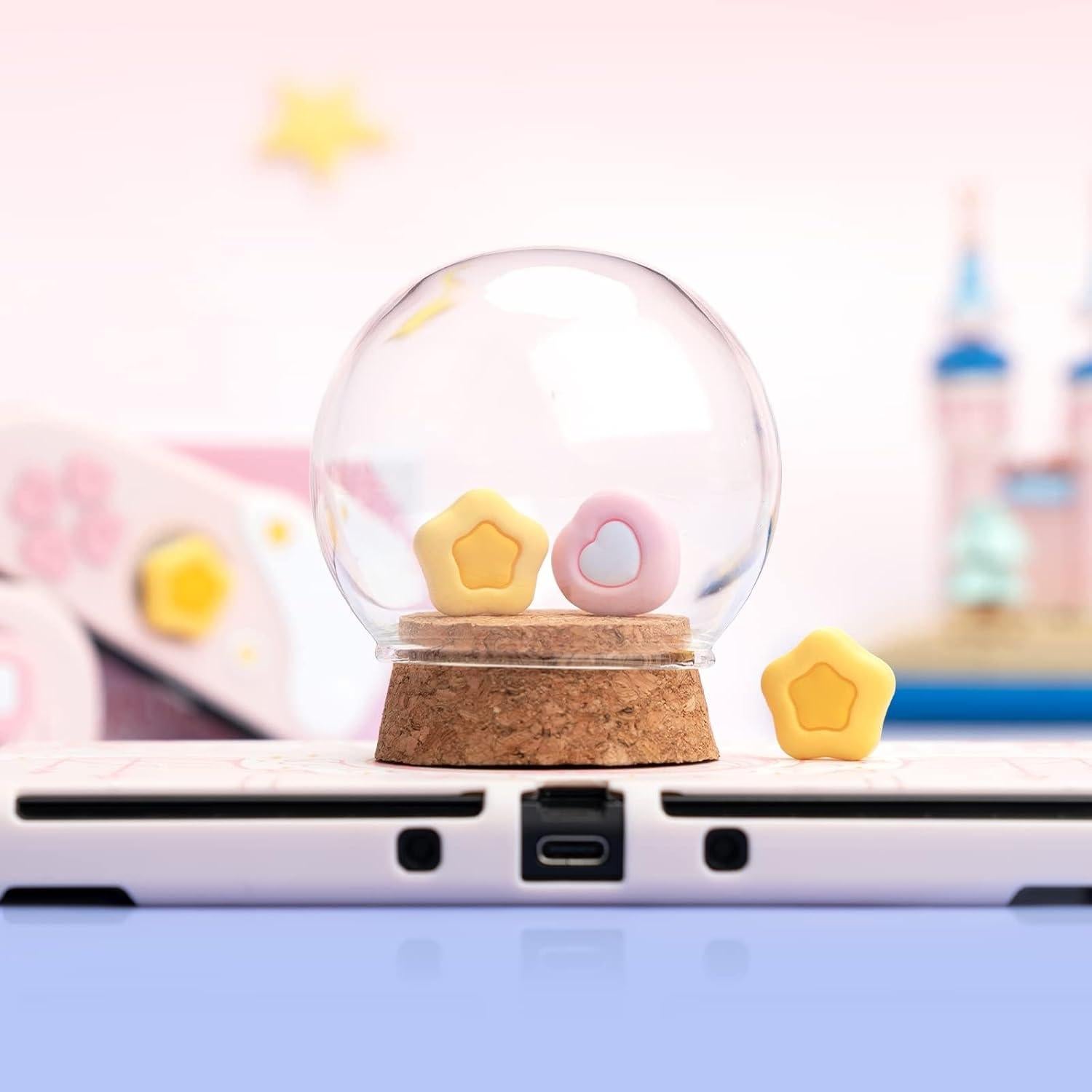 Tapones de Silicona GeekShare Corazón Crema para Joy-Con