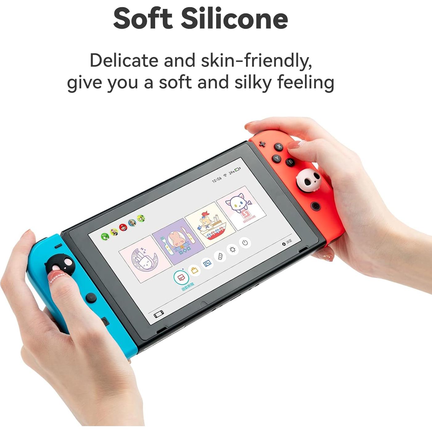 Tapones de Silicona GeekShare para Joy Con - Calavera Rosa