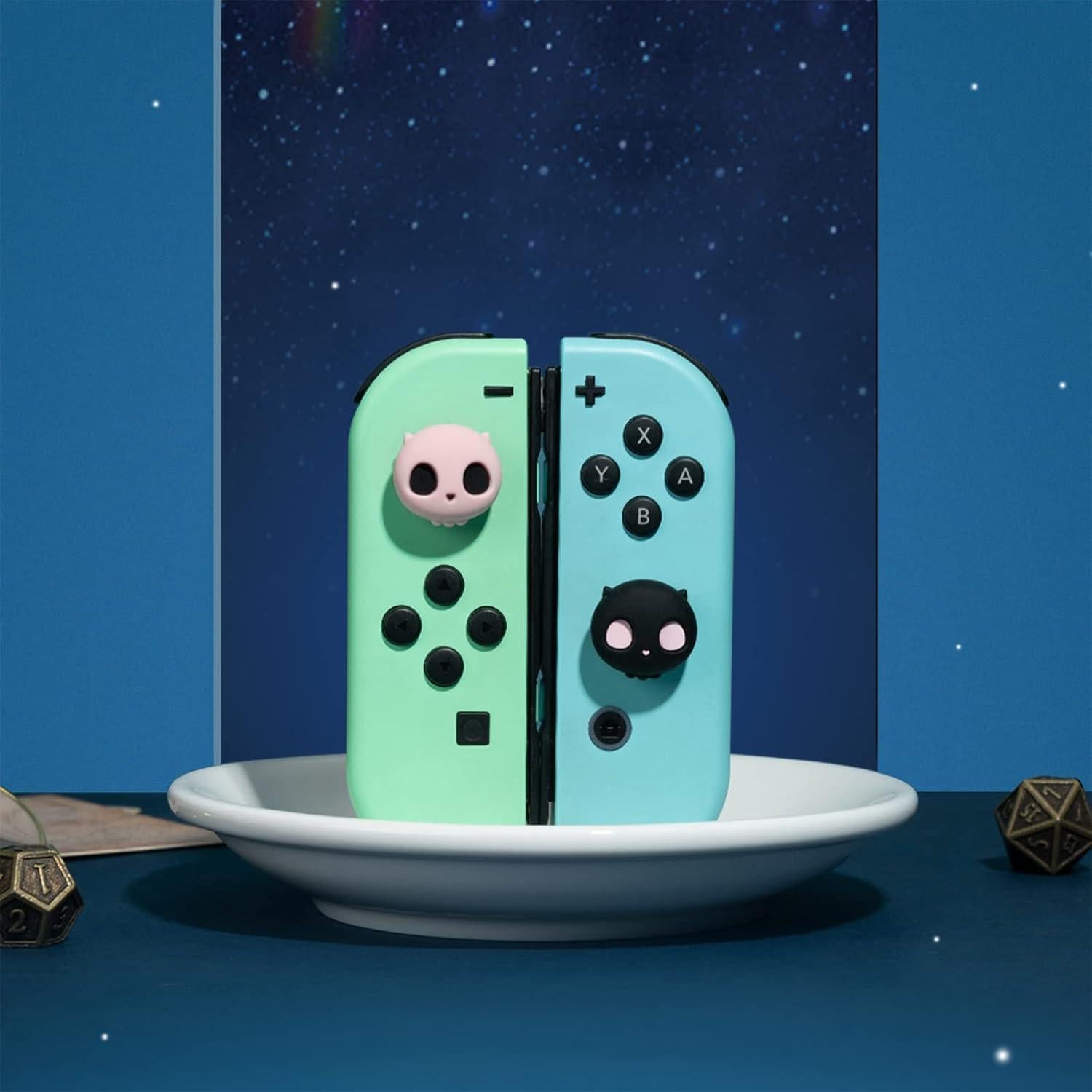 Tapones de Silicona GeekShare para Joy Con - Calavera Rosa