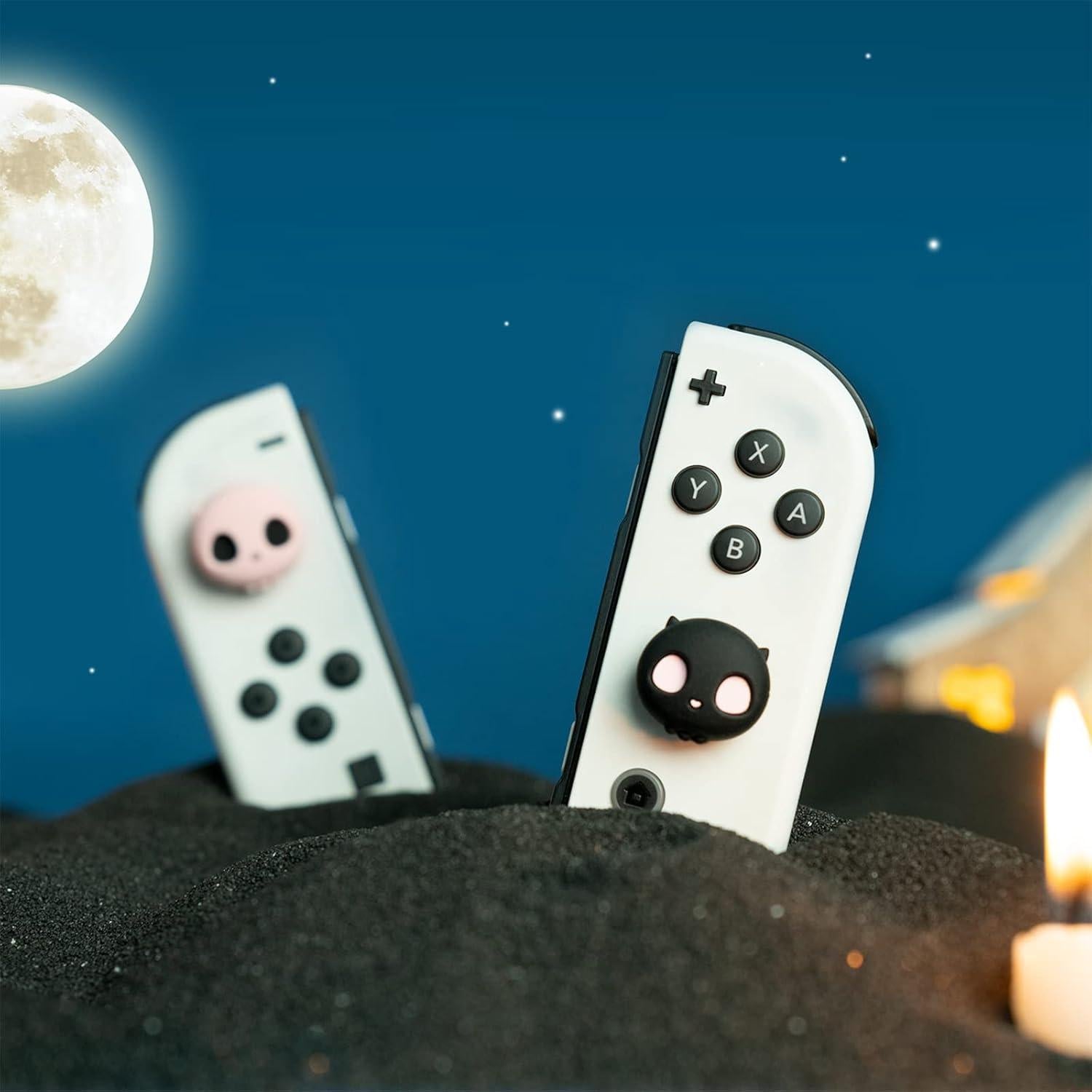 Tapones de Silicona GeekShare para Joy Con - Calavera Rosa