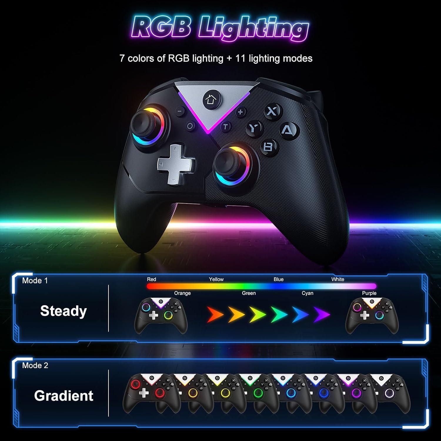 Controlador Inalámbrico Dinosoo RGB para PC y Switch