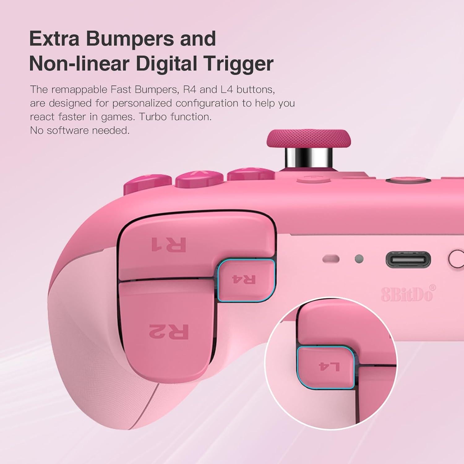 Controlador Bluetooth 8Bitdo Ultimate 2C para Switch Rosa