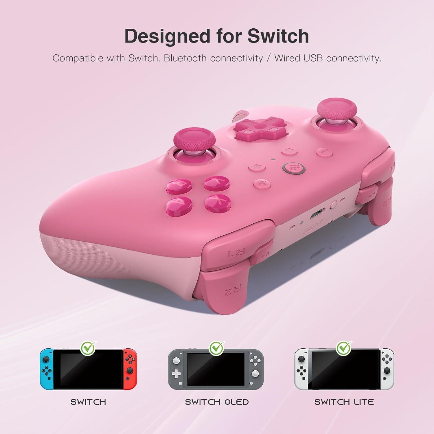 Controlador Bluetooth 8Bitdo Ultimate 2C para Switch Rosa
