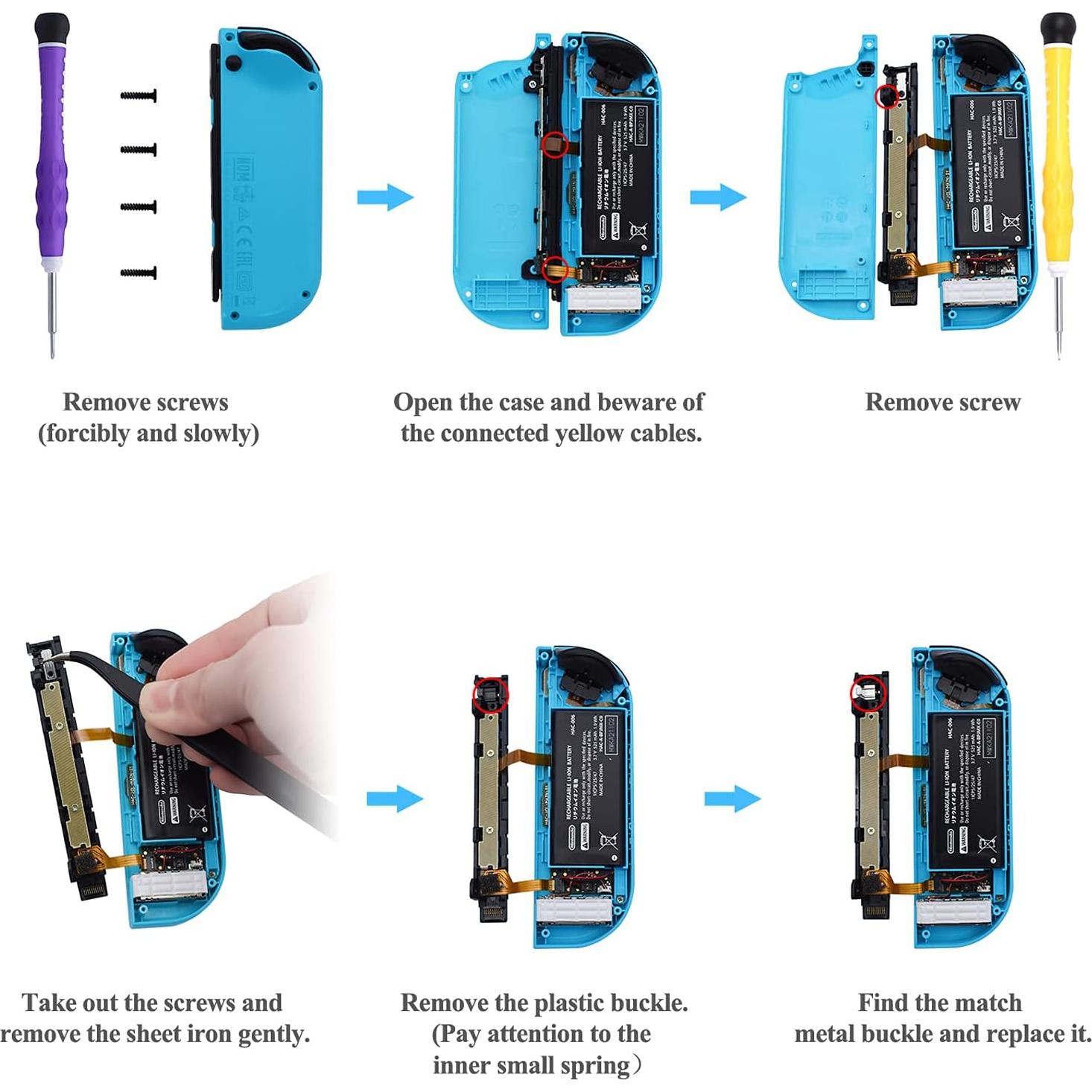 Pestillos Metálicos FYOUNG para JoyCon Switch - Kit de Reparación