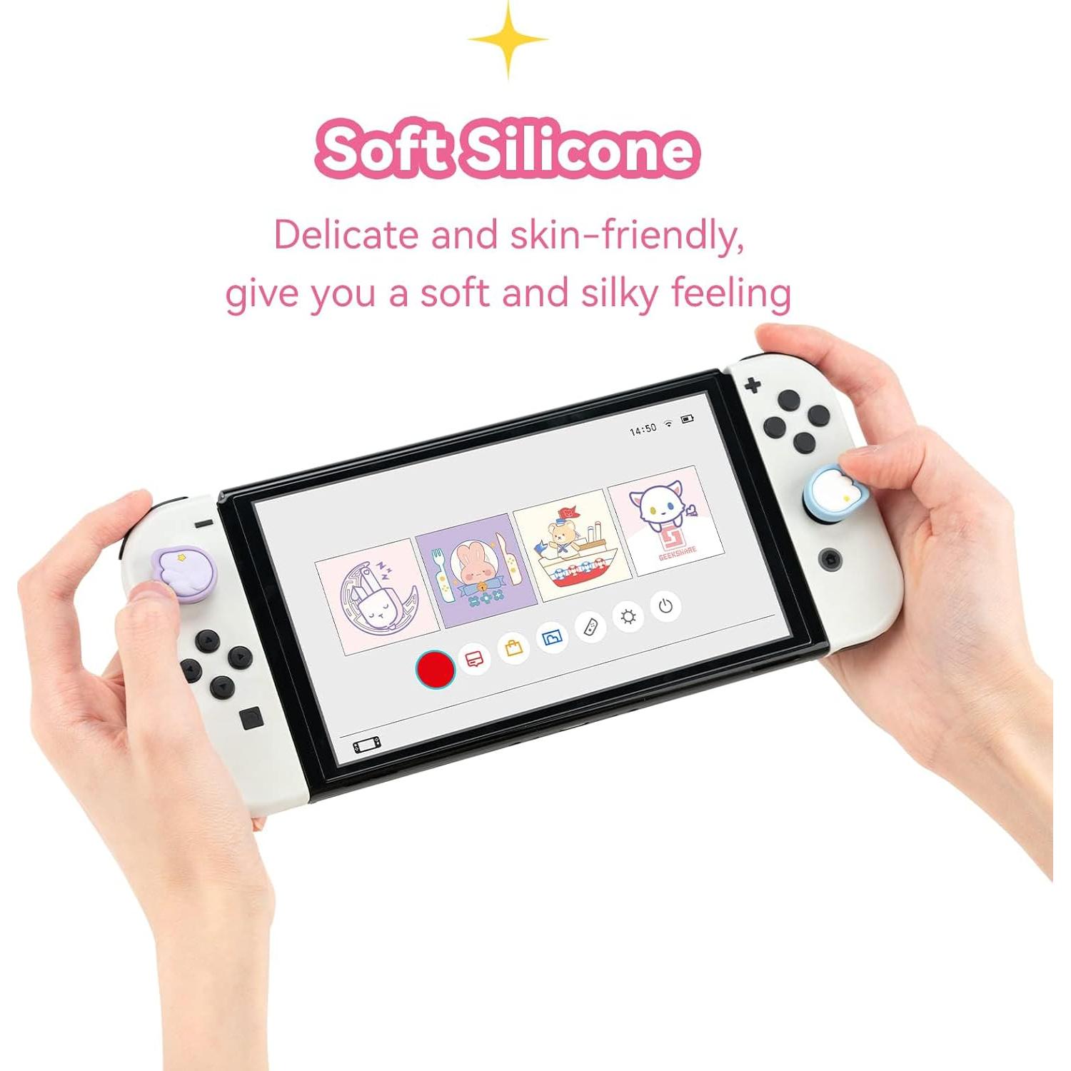 Tapones de Silicona GeekShare para Joy Con - 4PCS Lindo