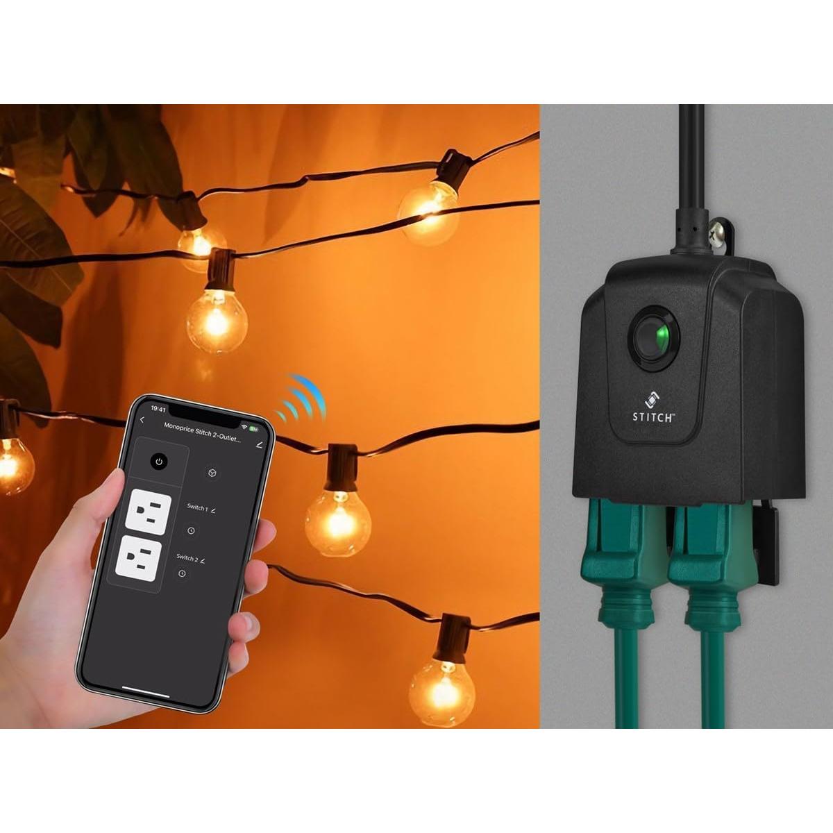 Enchufe Inteligente Monoprice IP65 2 Salidas Control Remoto