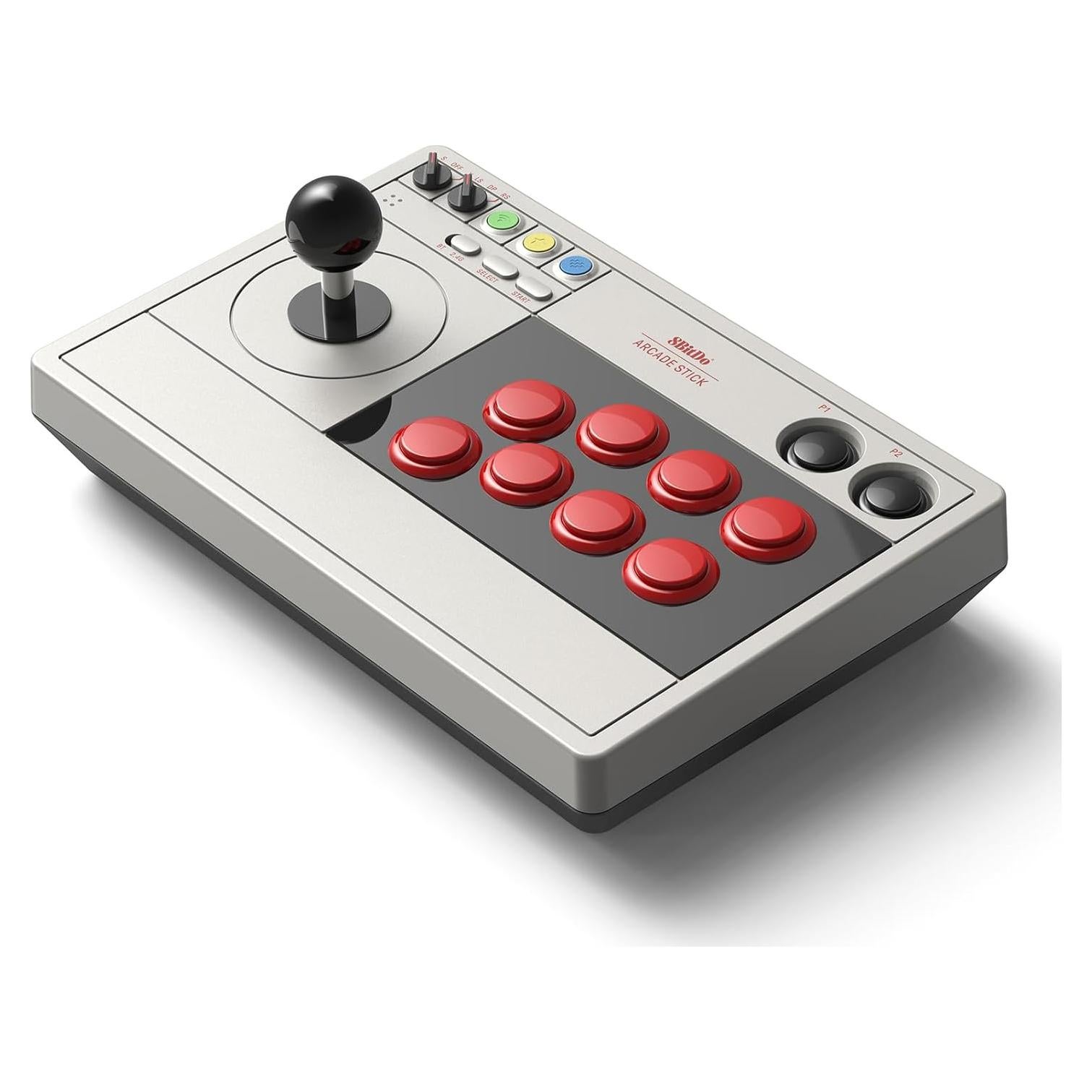 8Bitdo Retro Arcade Fight Stick 8 Way Joystick with 2 Dedicated Macro Buttons and Turbo Function for Switch/Switch 2 and PC Windows, Support Bluetooth, 2.4G Wireless and Wired USB-C Cable Connection