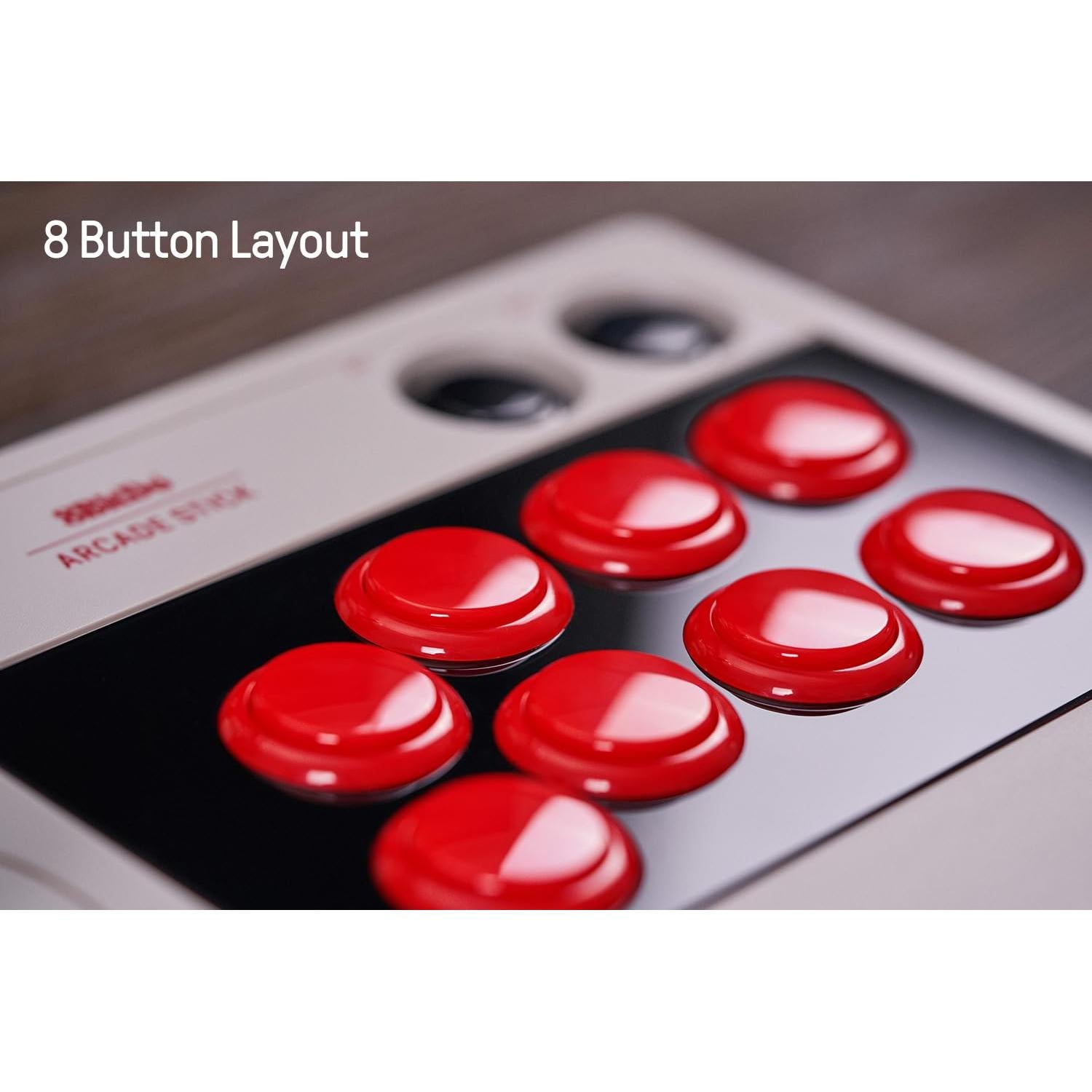 8Bitdo Retro Arcade Fight Stick 8 Way Joystick with 2 Dedicated Macro Buttons and Turbo Function for Switch/Switch 2 and PC Windows, Support Bluetooth, 2.4G Wireless and Wired USB-C Cable Connection
