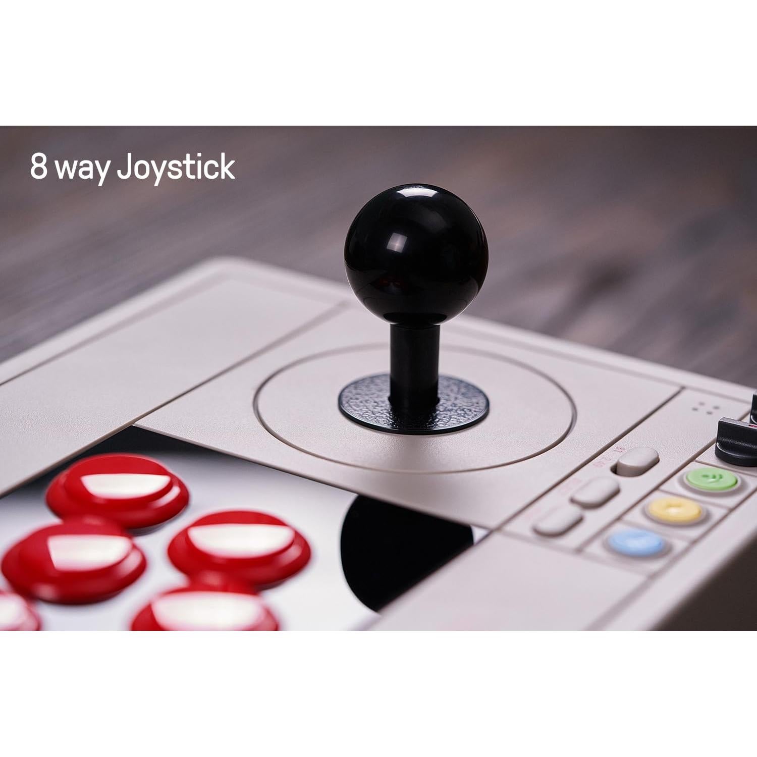 8Bitdo Retro Arcade Fight Stick 8 Way Joystick with 2 Dedicated Macro Buttons and Turbo Function for Switch/Switch 2 and PC Windows, Support Bluetooth, 2.4G Wireless and Wired USB-C Cable Connection