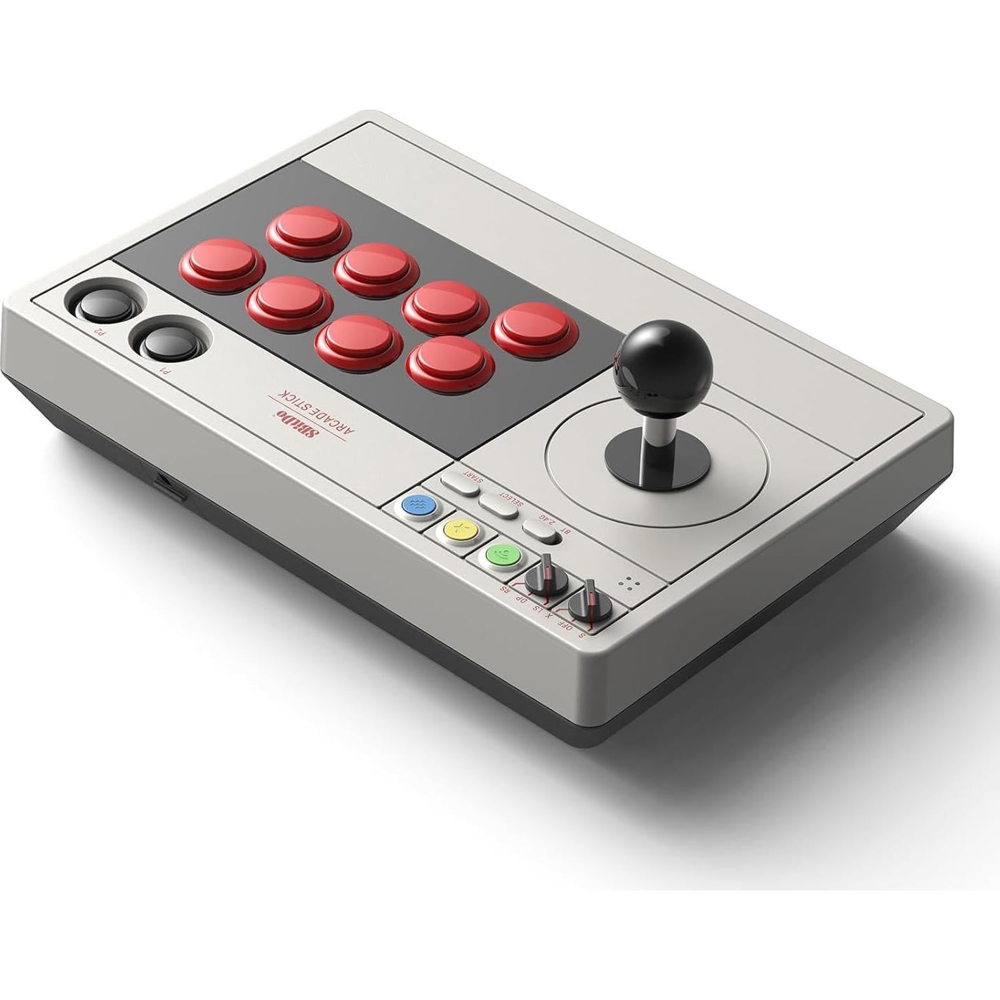 8Bitdo Retro Arcade Fight Stick 8 Way Joystick with 2 Dedicated Macro Buttons and Turbo Function for Switch/Switch 2 and PC Windows, Support Bluetooth, 2.4G Wireless and Wired USB-C Cable Connection
