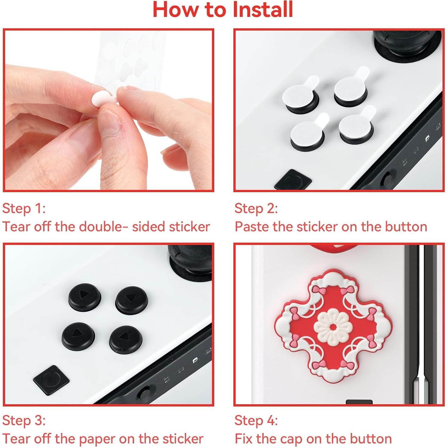 Tapa de Botones ABXY WISHAVEN para Nintendo Switch - Frambuesa