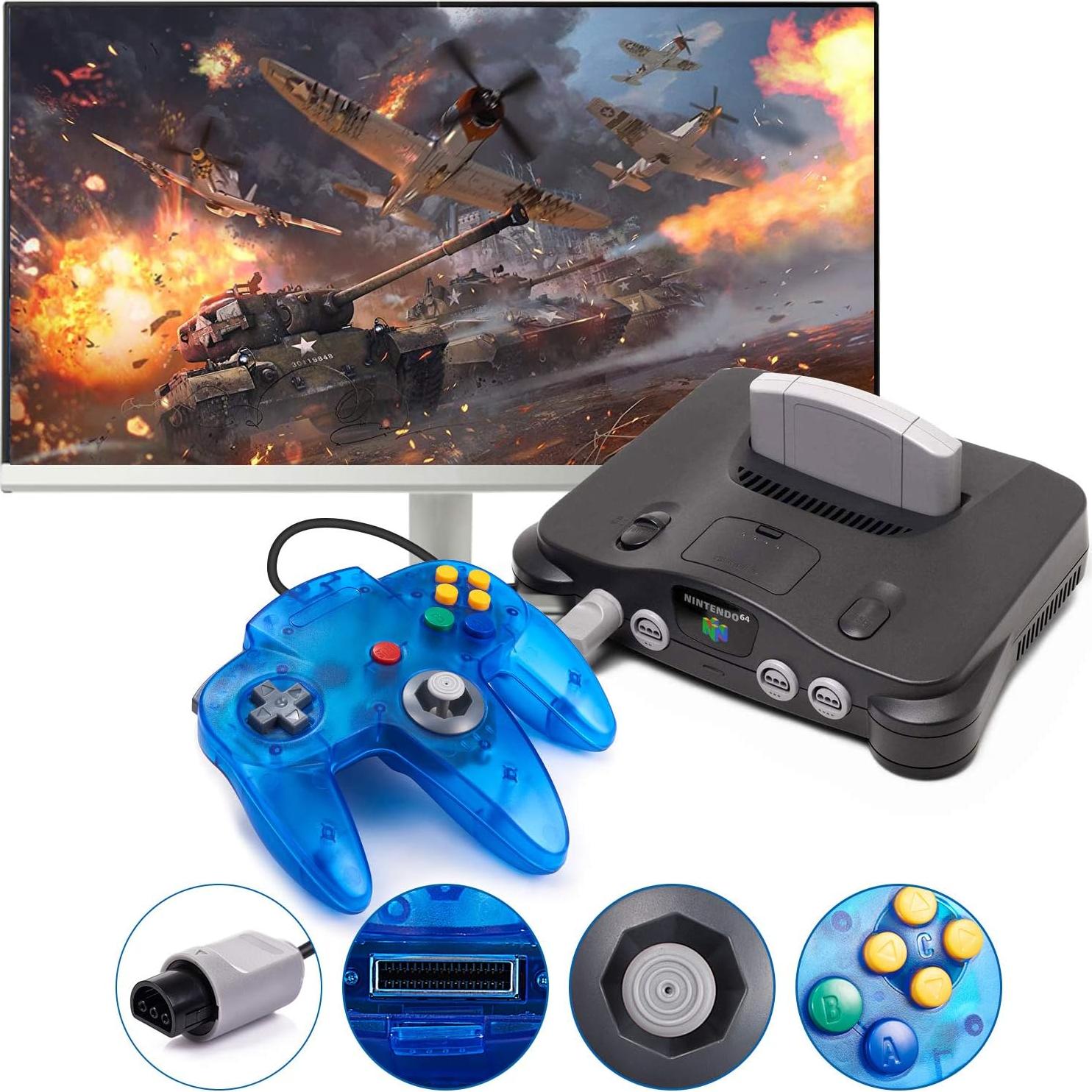 Controlador KIWITATA N64 Retro Azul Claro con Cable 1.7m