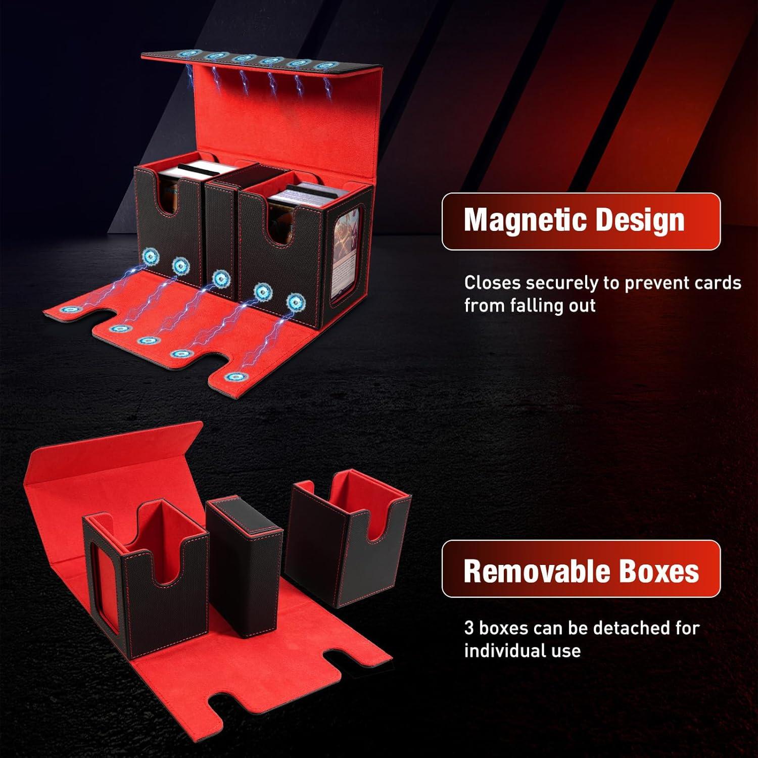 Caja de Deck TiMOVO para Commander 200+ Cartas Negro/Rojo