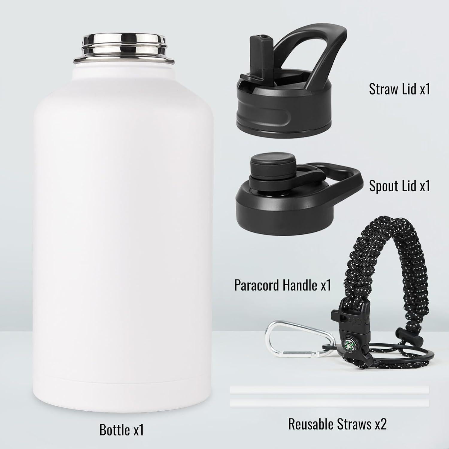 Botella de Agua Fijinhom 3.79L Acero Inoxidable con Pajilla