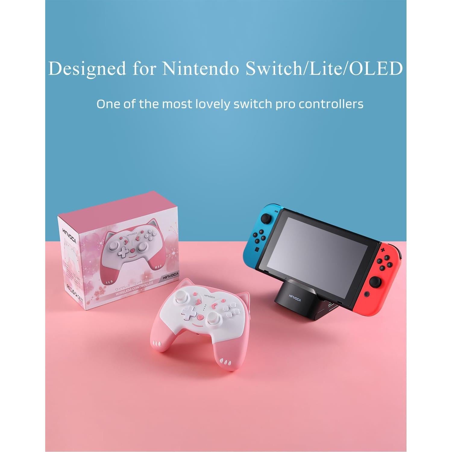 Controlador Inalámbrico KINVOCA Rosa para Nintendo Switch