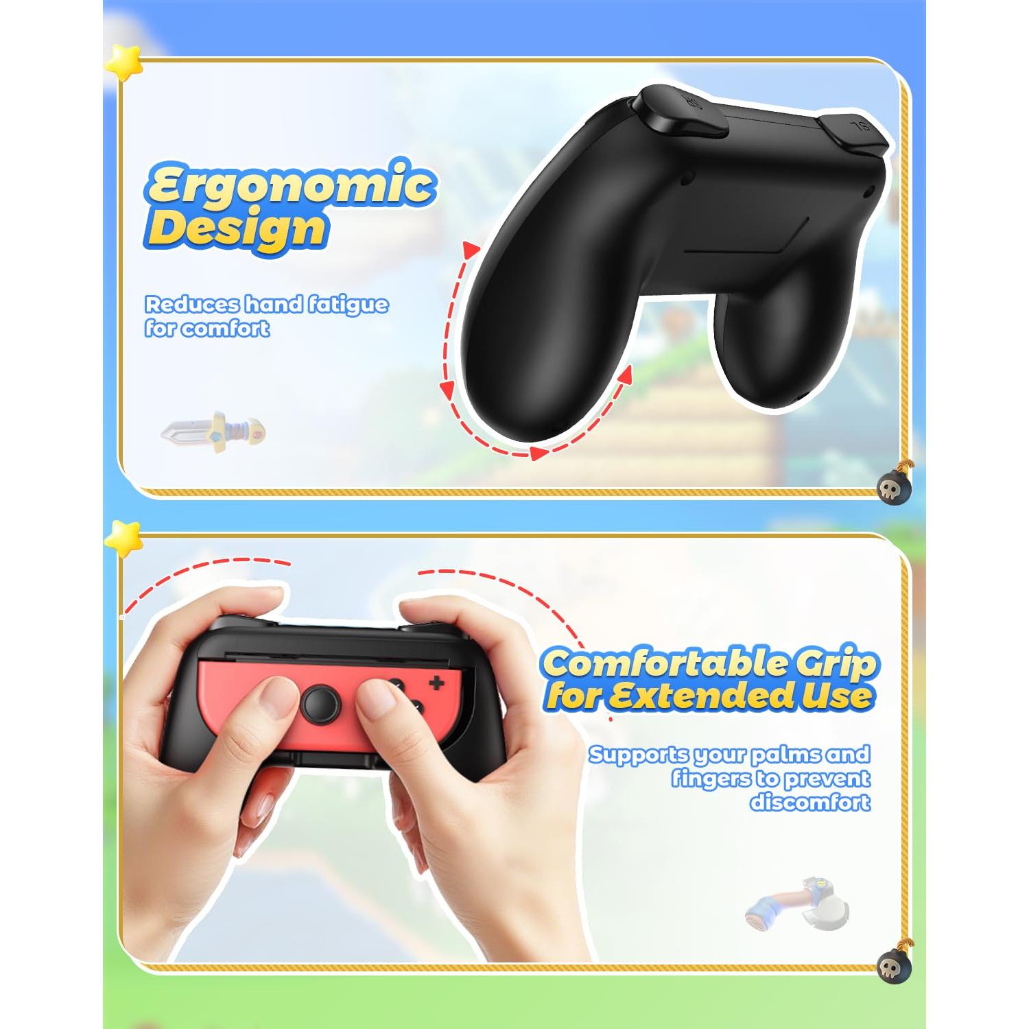 Empuñaduras Fyoung para Joy-Con de Switch - Negro (2 Pzs)