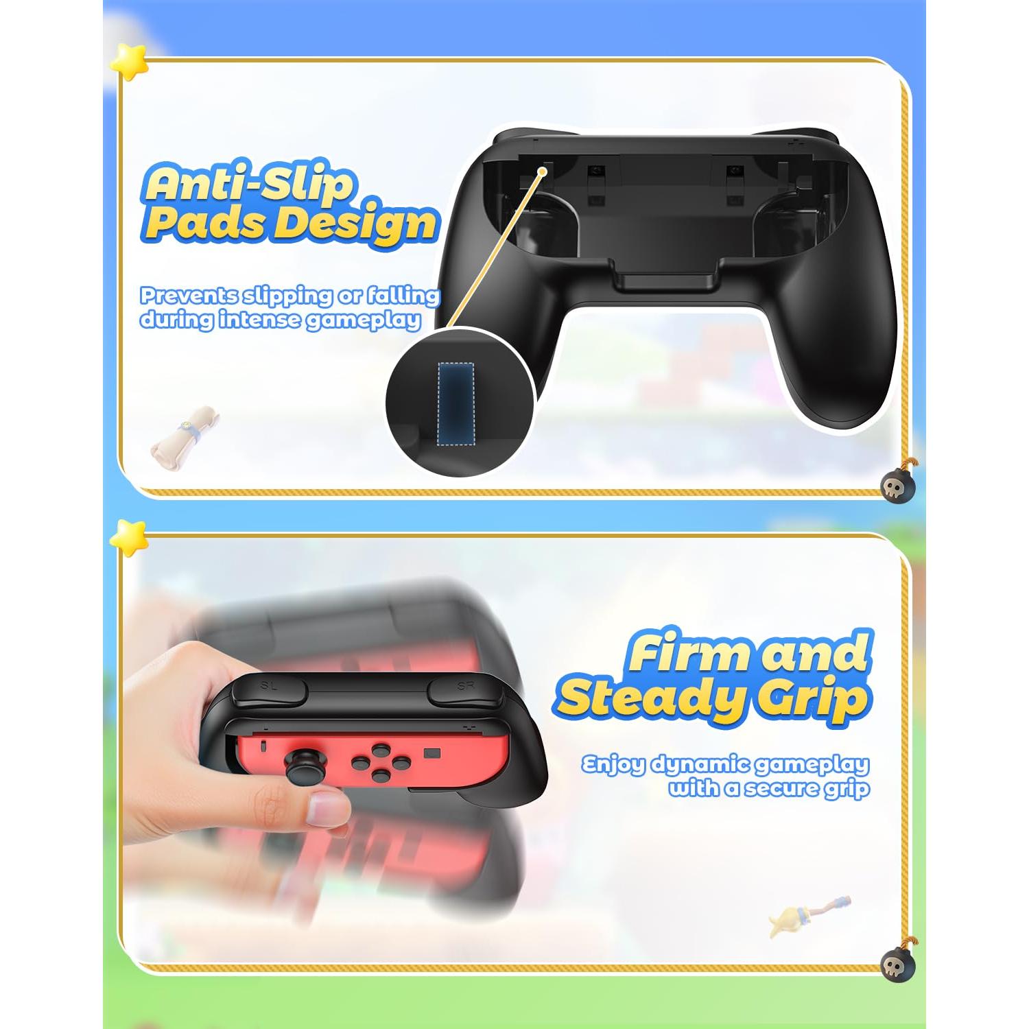 Empuñaduras Fyoung para Joy-Con de Switch - Negro (2 Pzs)