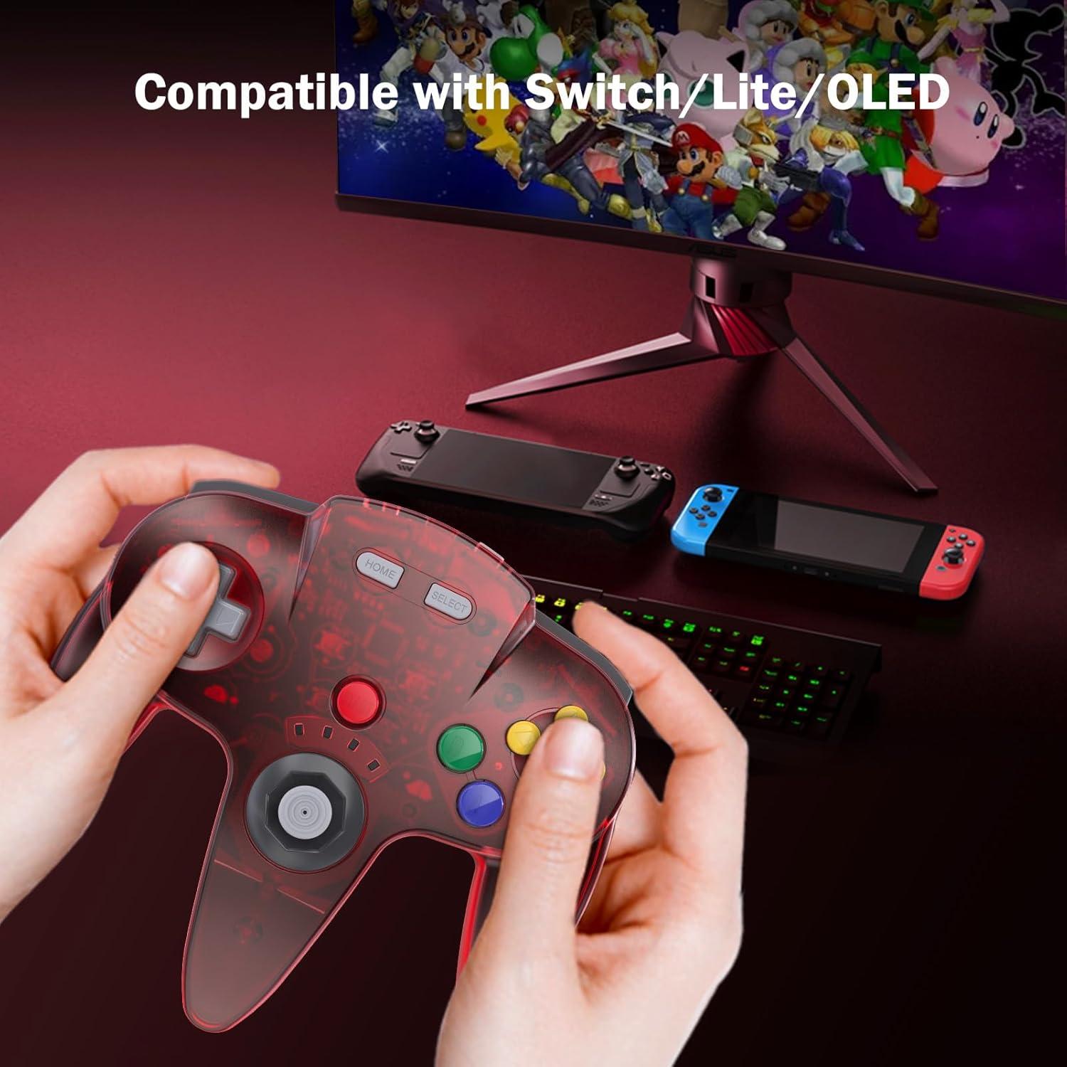 Controlador Inalámbrico KIWITATA para N64 Rojo Transparente