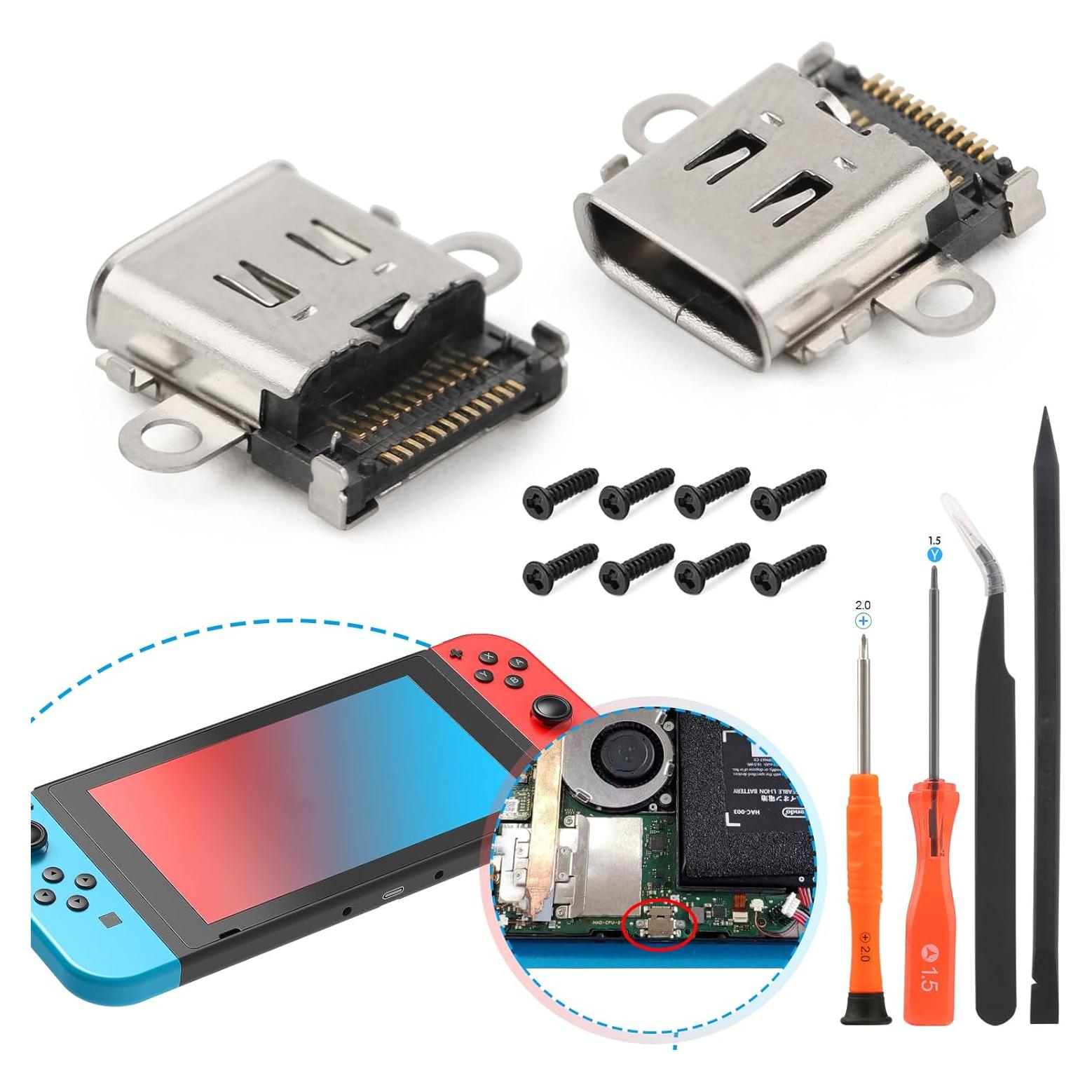 Reemplazo Puerto Carga Nintendo Switch + Tornillos y Herramientas